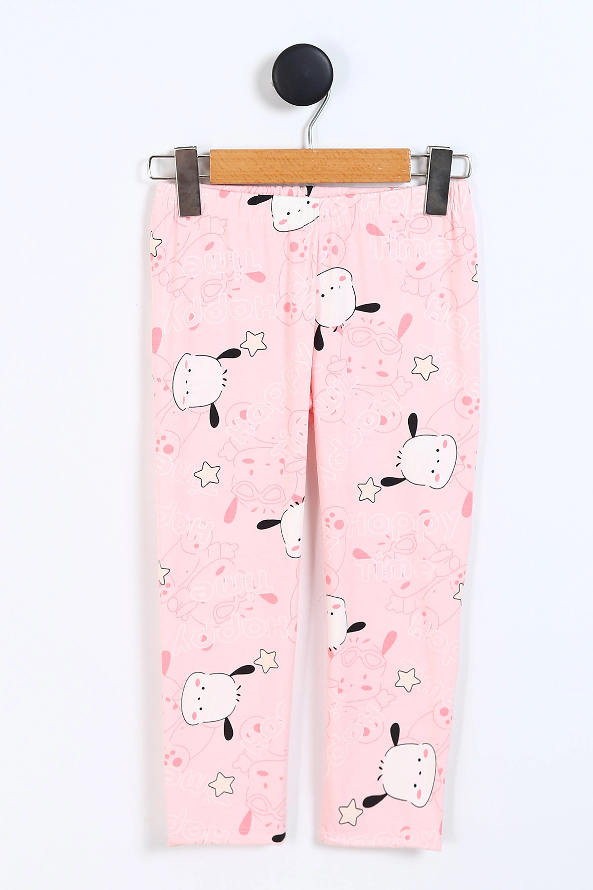 Pembe (4-12 Yaş)Happy Time Baskılı Ön Düğmeli Göz Bandı Detaylı Kız Çocuk Pijama Takım 337897