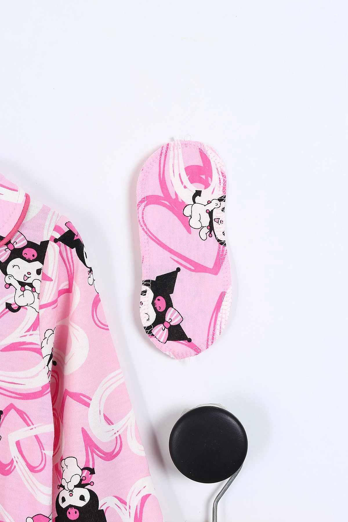 Pembe (4-12 Yaş)Karakter  Baskılı Ön Düğmeli Göz Bandı Detaylı Kız Çocuk Pijama Takım 337918