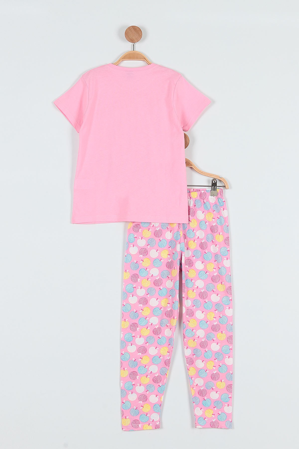 Pembe (4-6 Yaş) Elme Şekeri Baskılı Kız Çocuk Pijama takım 186843