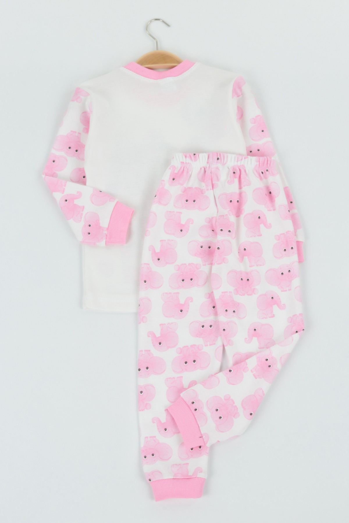 Pembe (4-6 Yaş) Fil Baskılı Kız Çocuk Pijama Takı 132846