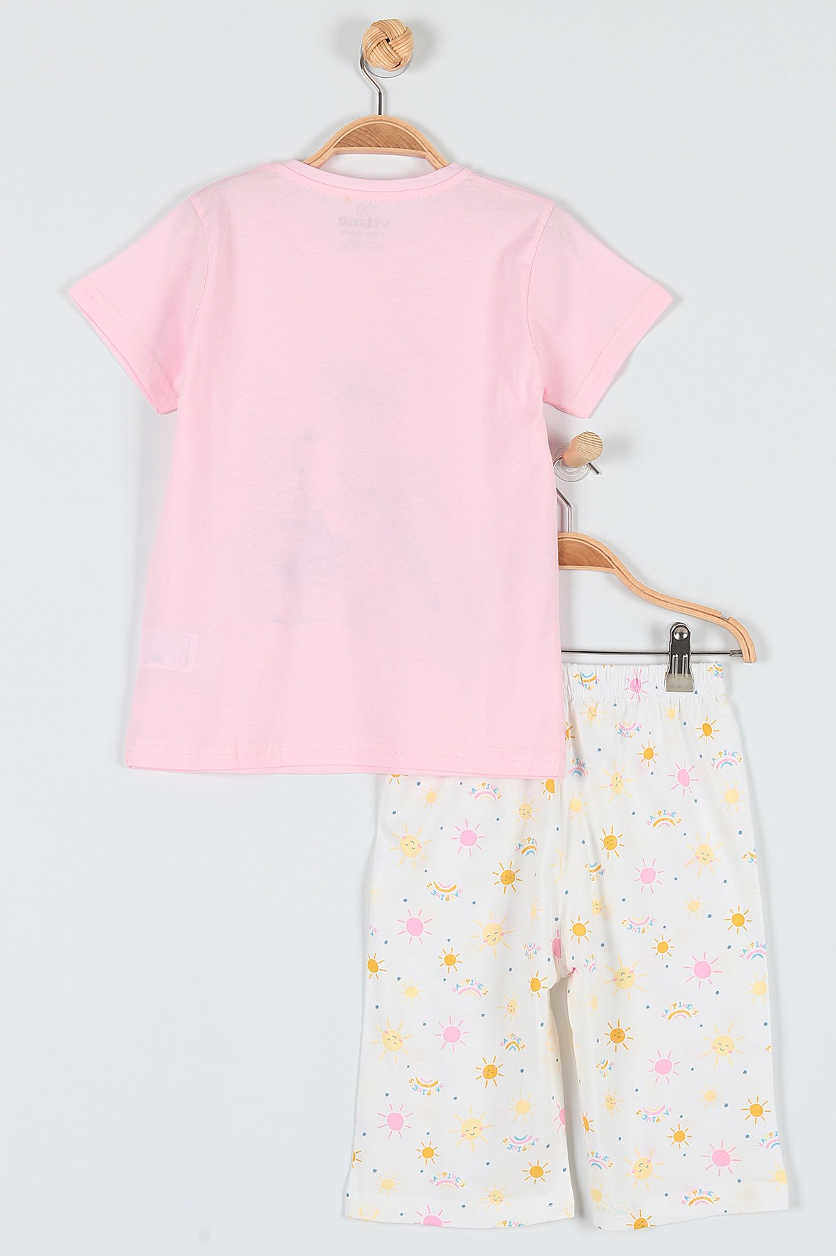 Pembe (4-6 Yaş) Happıness Sun Baskılı Kaprili Kız Çocuk Pijama Takım 181983