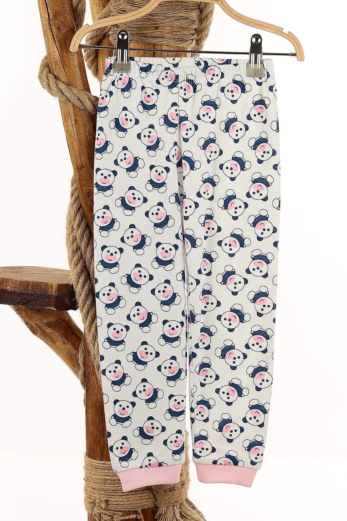 Pembe (4-6 Yaş) Panda Baskılı Kız Çocuk Pijama Takım 145179
