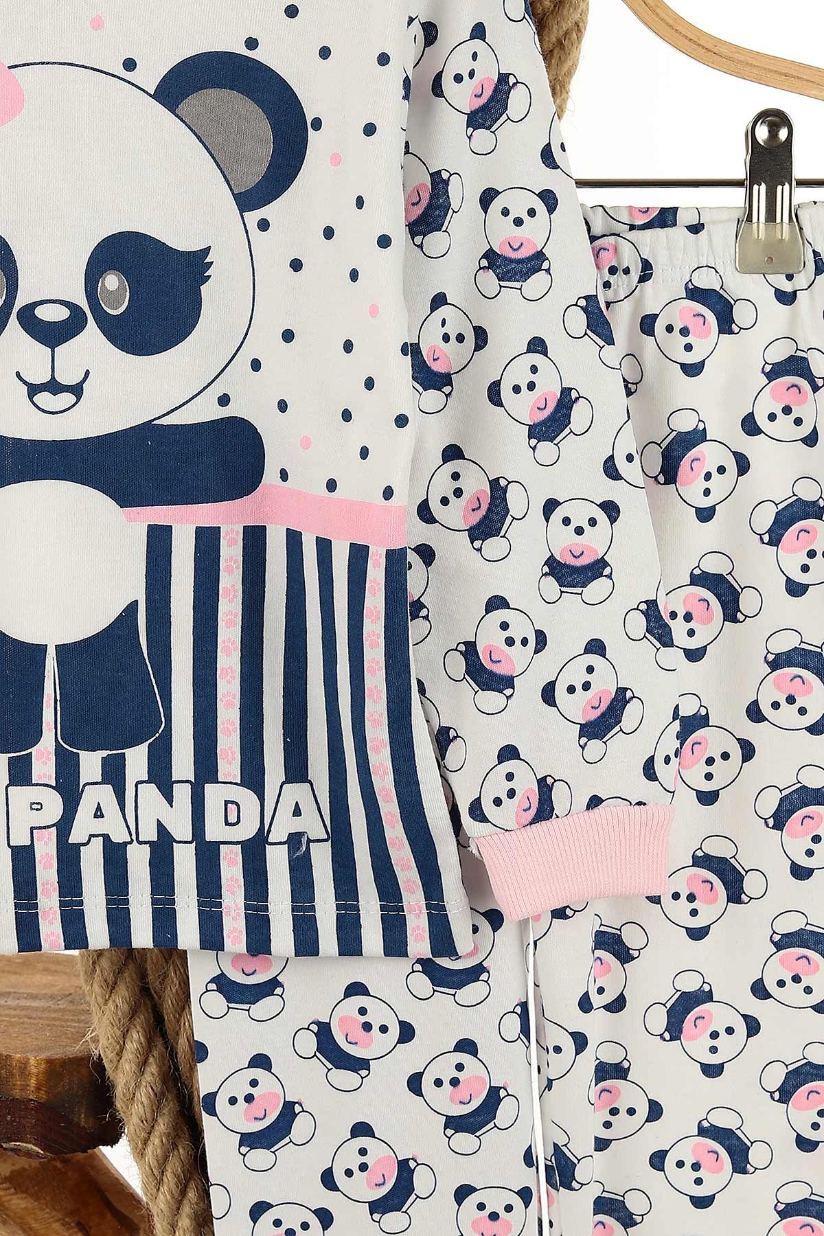 Pembe (4-6 Yaş) Panda Baskılı Kız Çocuk Pijama Takım 145179