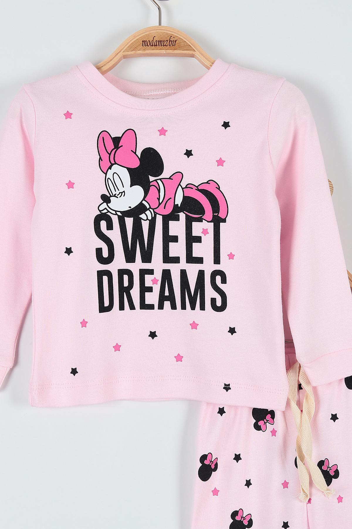 Pembe (4-6 Yaş) Uykucu Fare Baskılı Kız Çocuk Pijama Takım 181953