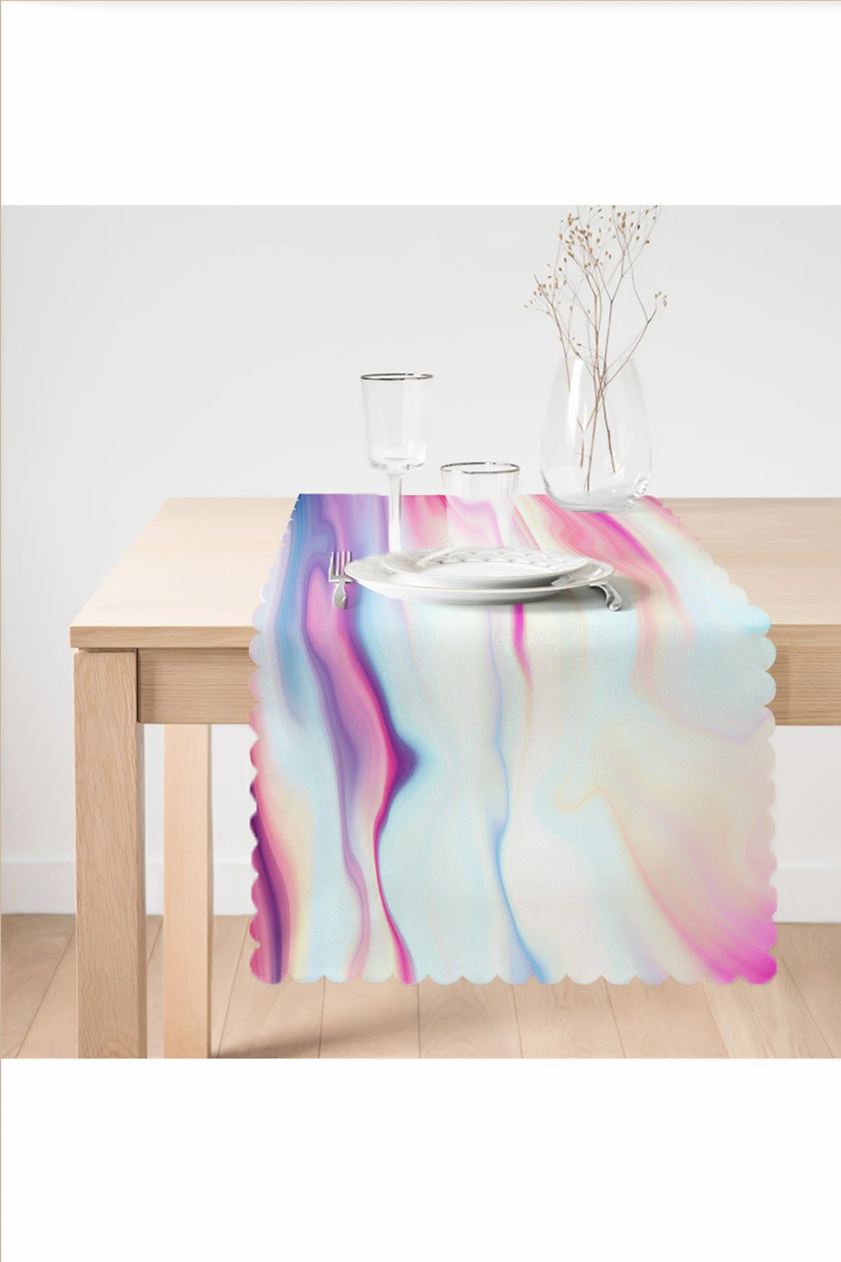 Pembe 45x140 Dijital Baskılı Özel Tasarım Modern Runner 230949