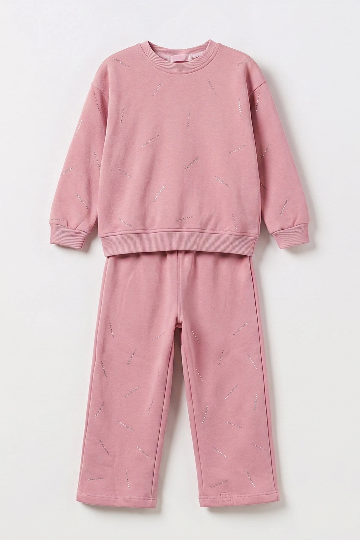 Pembe (5-12 Yaş) Şerit Taşlı   3 İp Şardonlu Kız Çocuk Kışlık Takım 478611