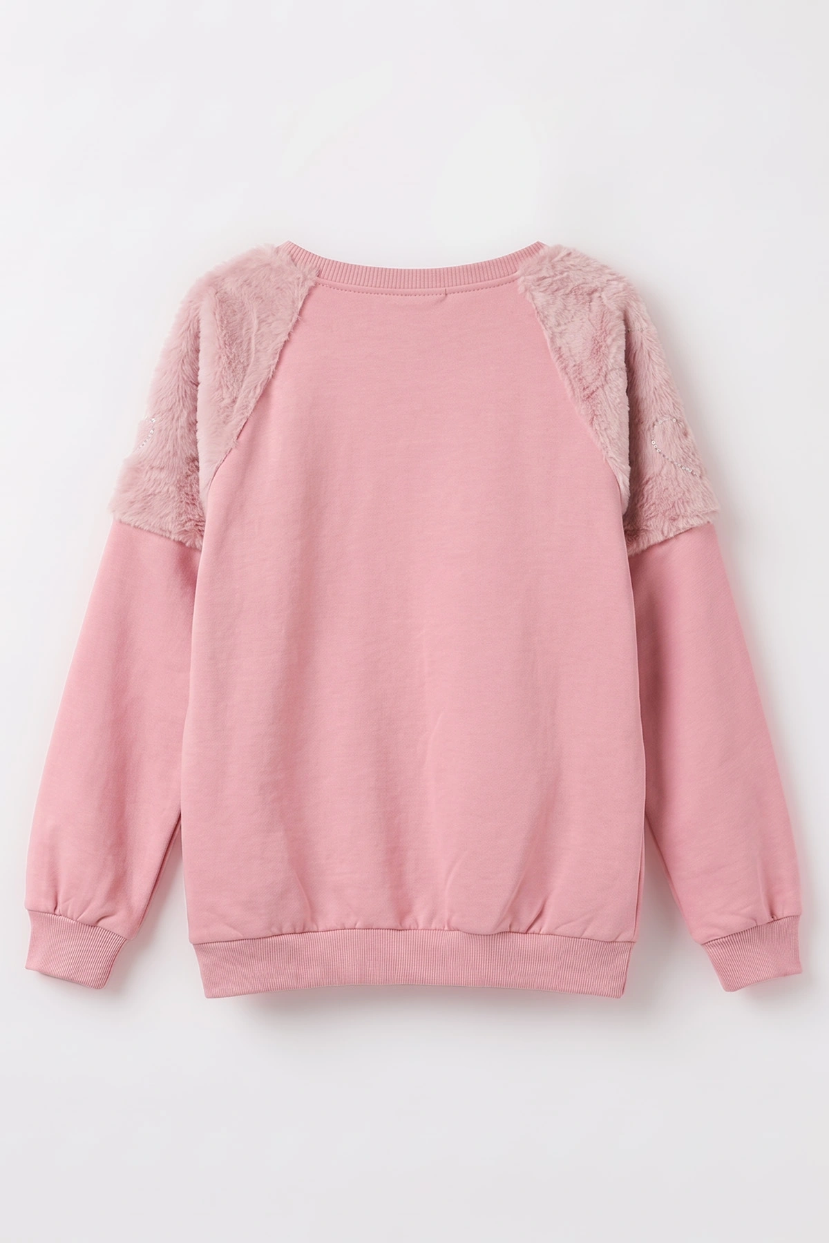 Pembe (5-13 Yaş) Love Taş Baskılı  Peluşlu İçi Hafif   Şardonlu Kız Çocuk Sweatshirt 489283