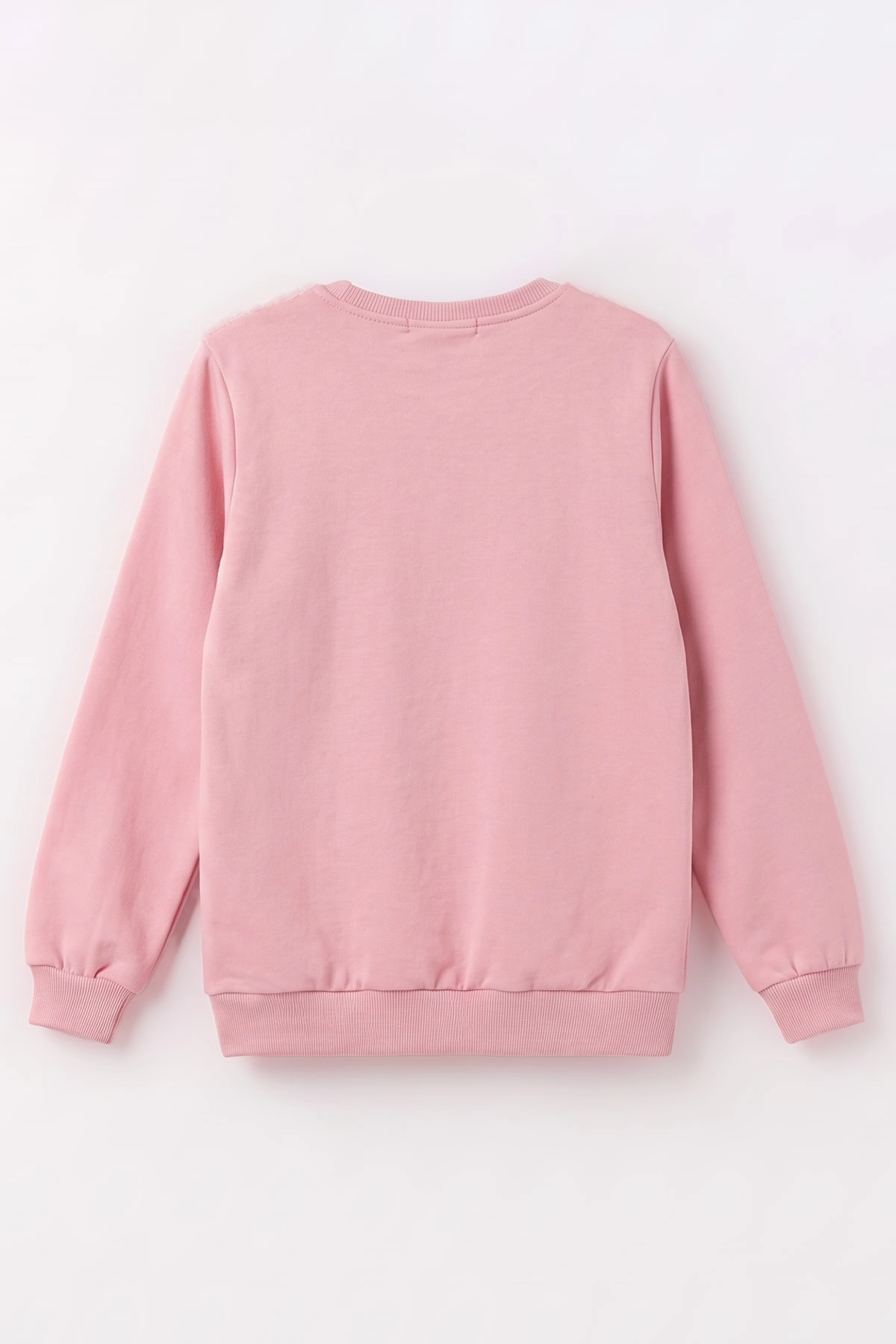 Pembe (5-13 Yaş) Önü Yıldızlı  Peluşlu İçi  Hafif   Şardonlu Kız Çocuk Sweatshirt 489287