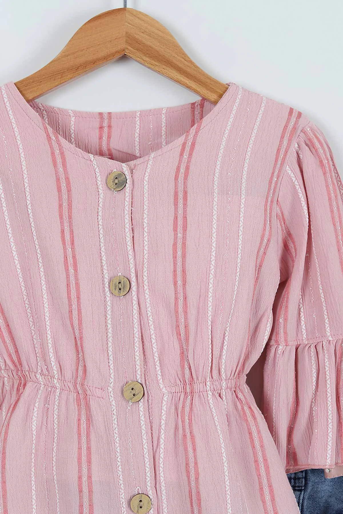 Pembe (5-8 Yaş) Belden Lastikli Kol Pliseli Kız Çocuk Takım 263660