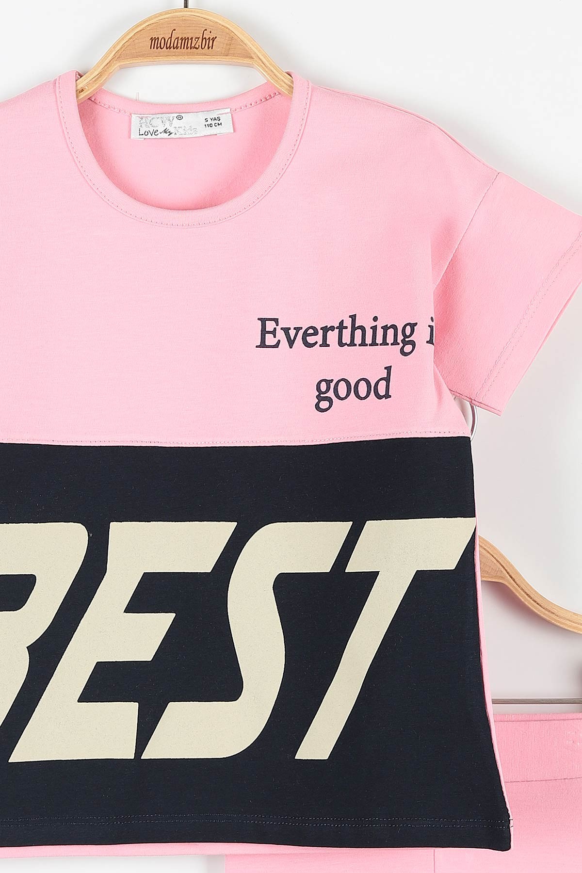 Pembe (5-8 Yaş) Best Baskılı Parça Detaylı Taytlı Kız Çocuk Takım 172752