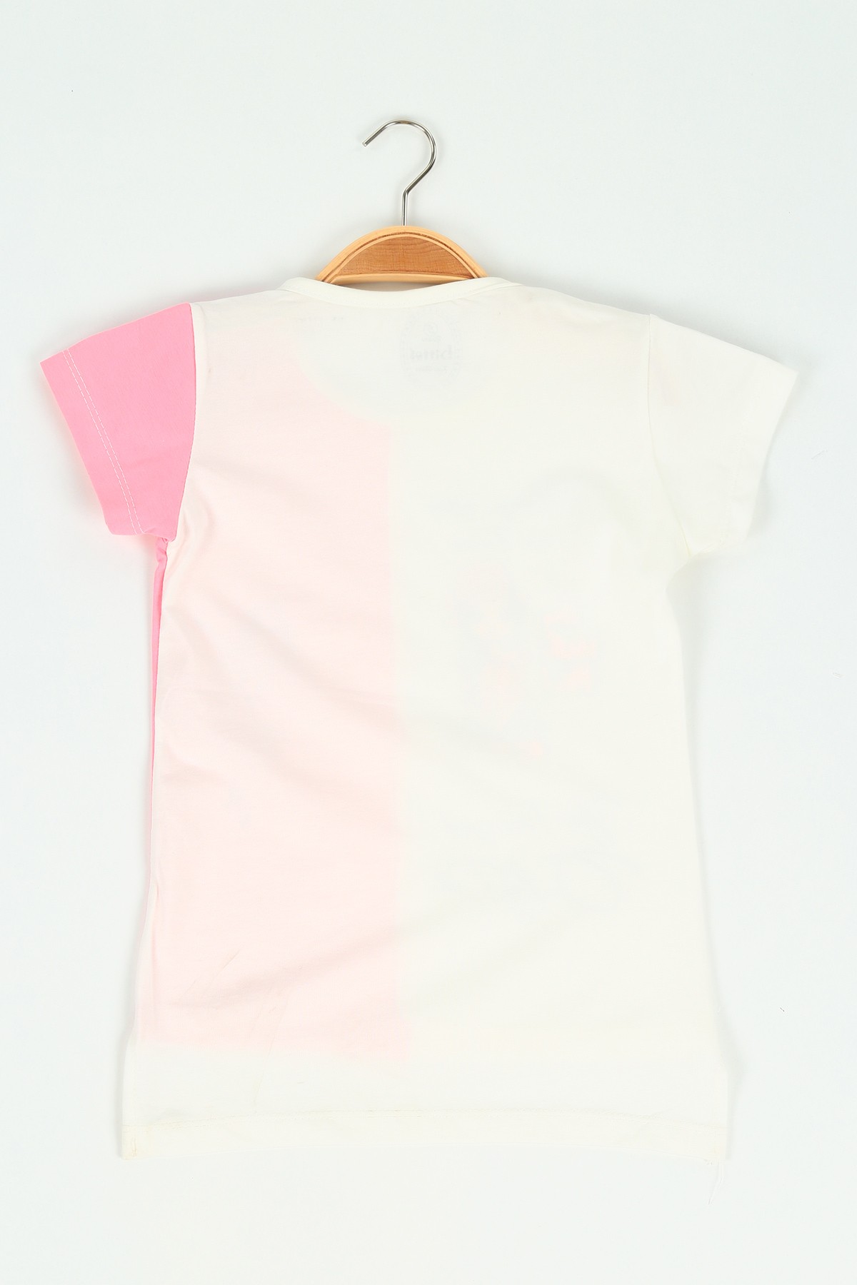 Pembe (5-8 yaş) Çift Renkli Arkası Uzun Kız Çocuk Tişört 119601