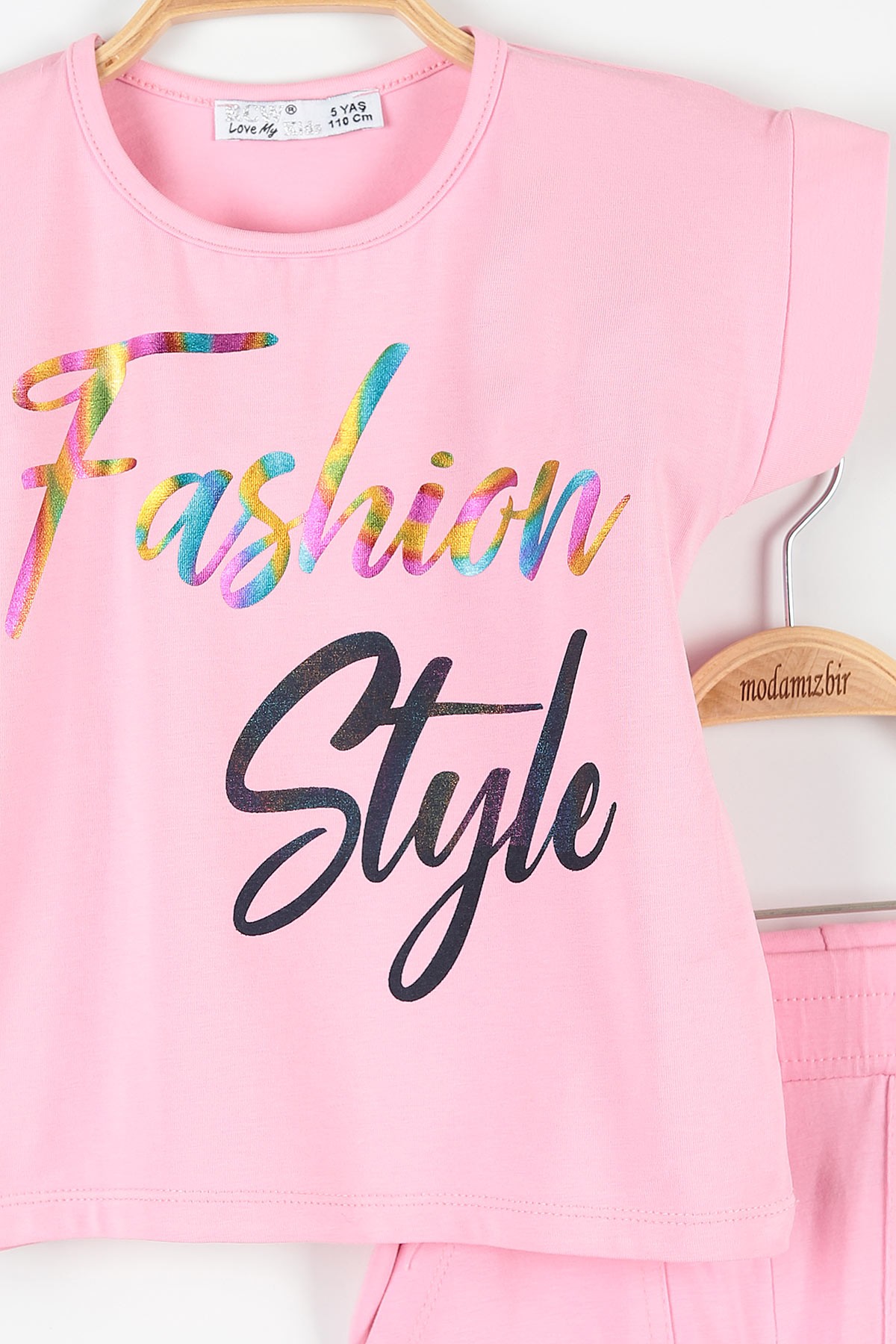 Pembe (5-8 Yaş) Fashion Baskılı Kol Detaylı Kız Çocuk Takım 172742