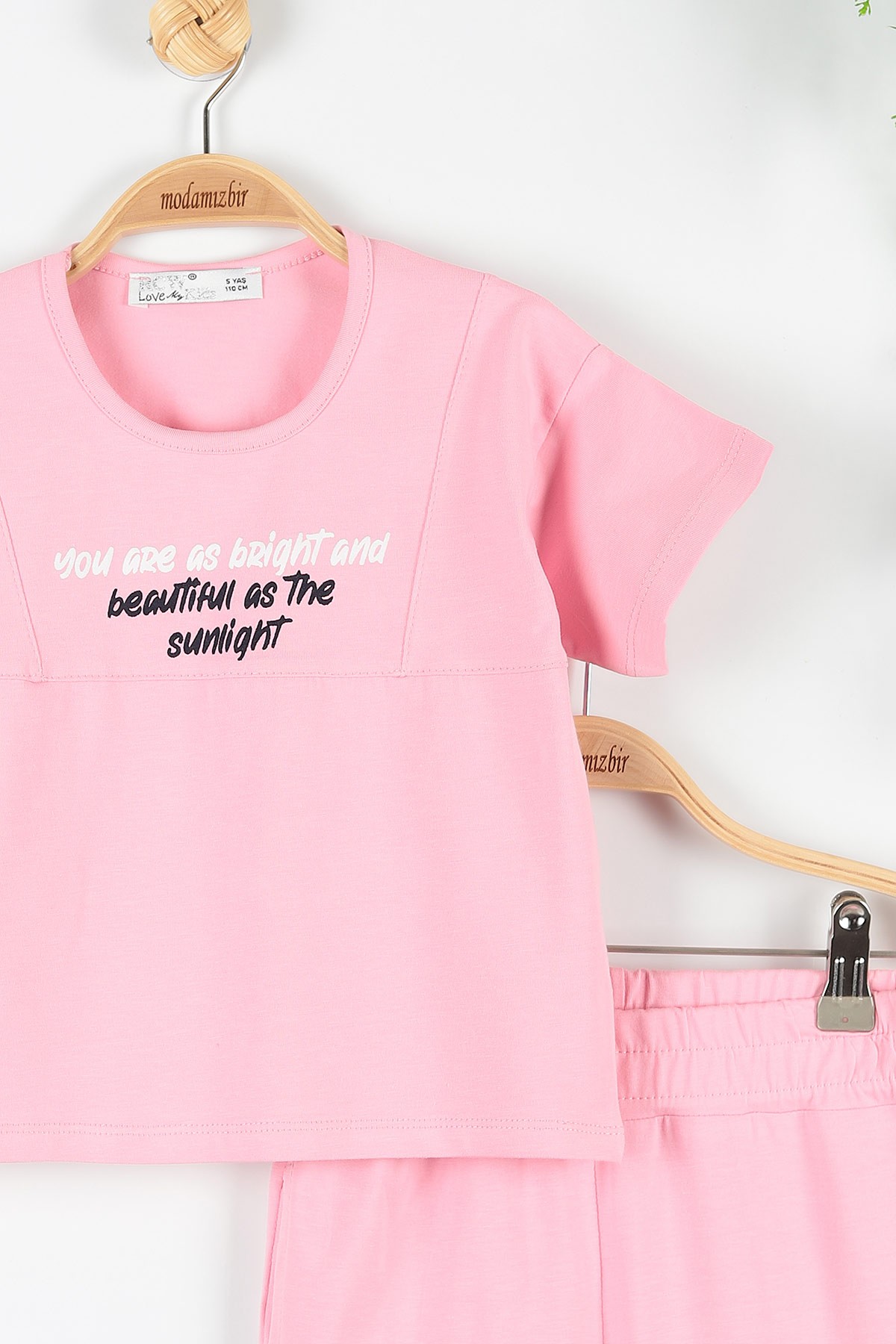 Pembe (5-8 Yaş) You Are Baskılı Kargo Cep Detaylı Kız Çocuk Takım 172747