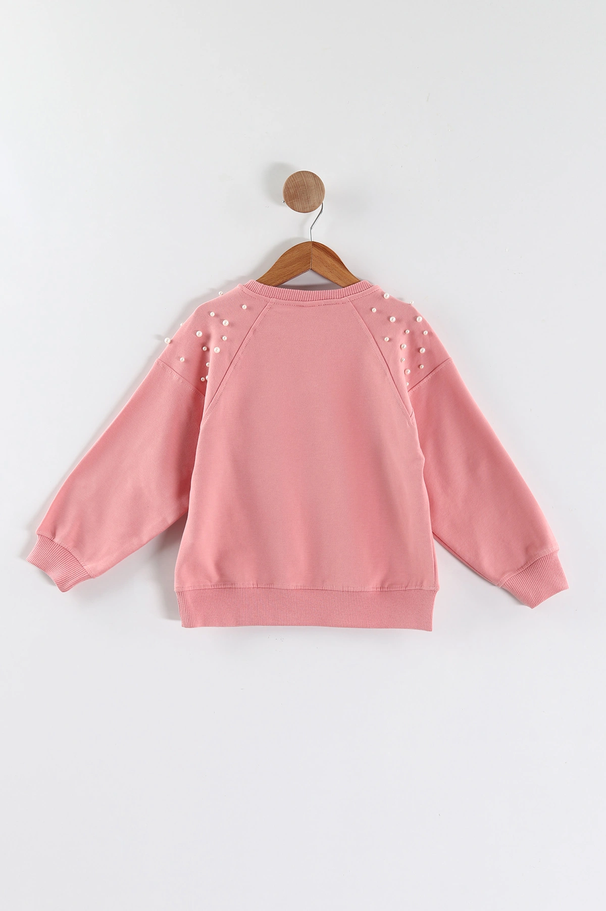 Pembe (5-8 Yaş)Omuzları İncili Kız Çocuk Sweatshirt 432896