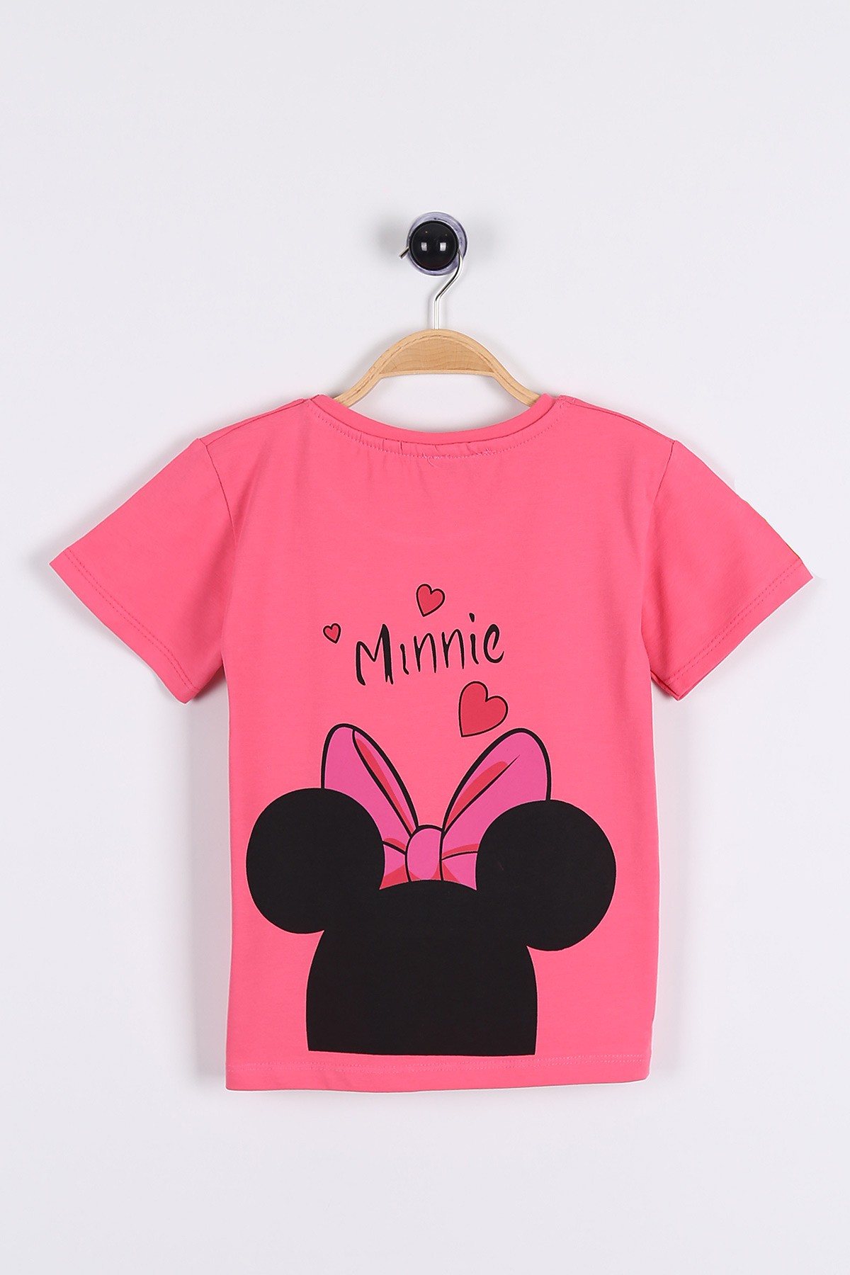 Pembe (5-8yaş) Ön ve Arka Mini Mouse Baskılı Kız Çocuk Tişört 174899