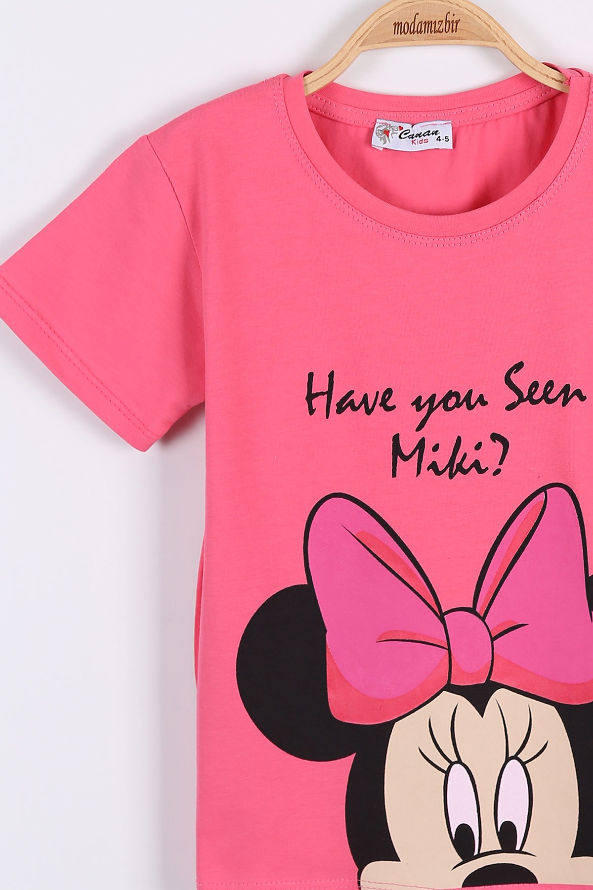 Pembe (5-8yaş) Ön ve Arka Mini Mouse Baskılı Kız Çocuk Tişört 174899