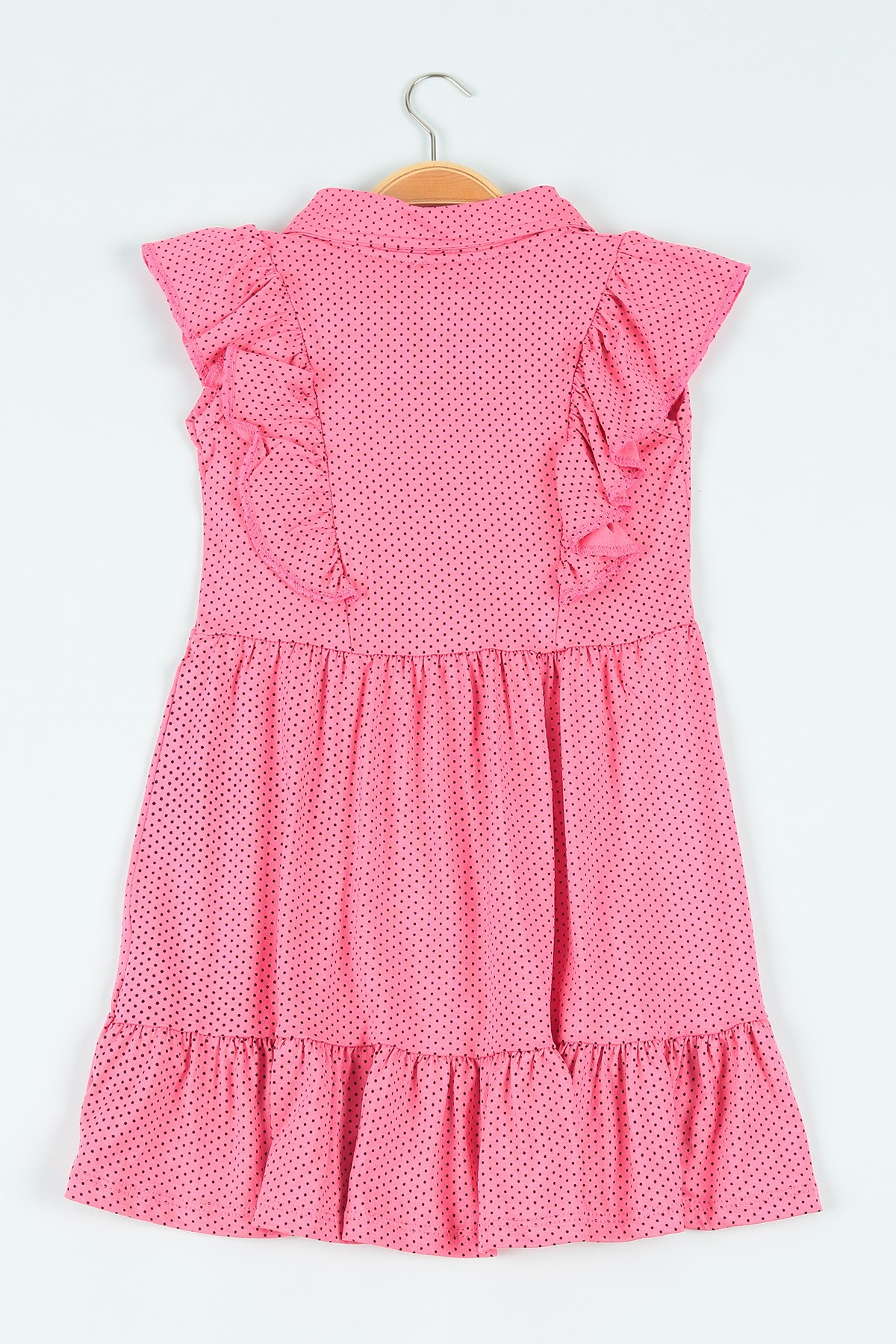 Pembe (5-9 yaş) Düğmeli Puanlı Kız Çocuk Elbise 115367