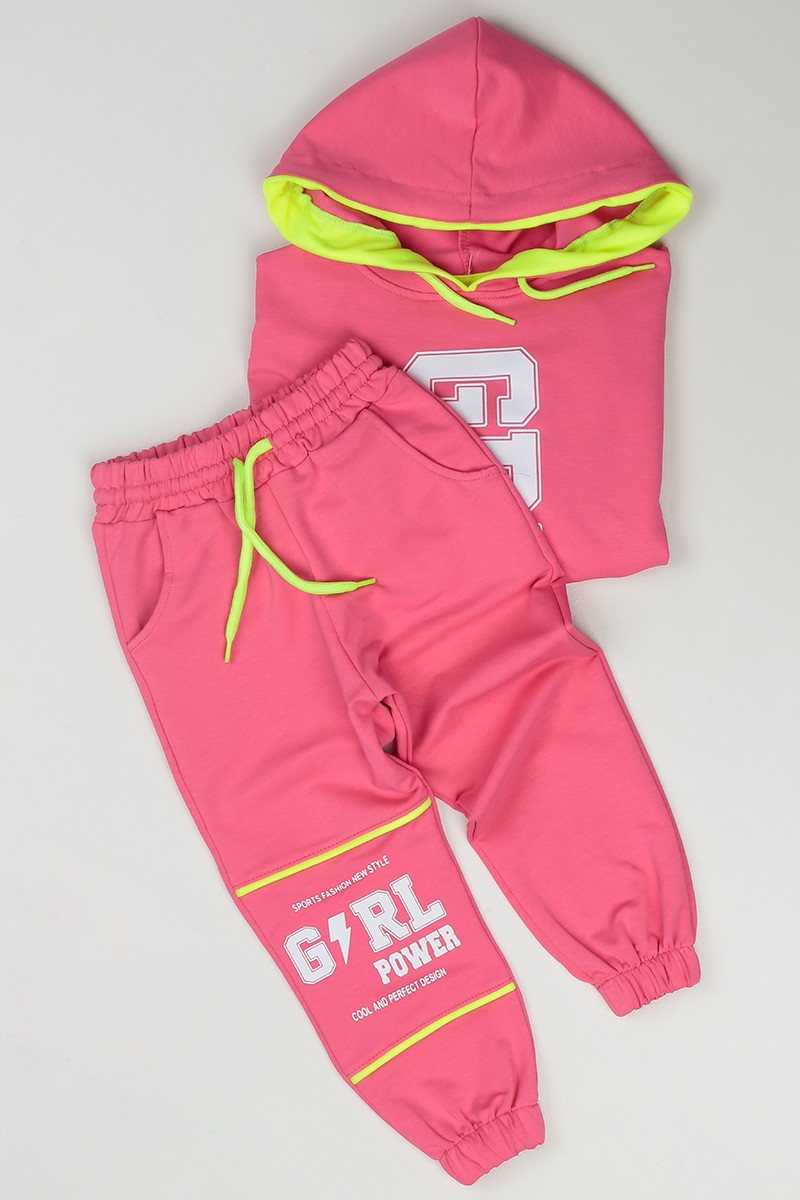 Pembe (5-9 Yaş) Girl Baskılı Bel Lastikli Kız Çocuk Takım 83837