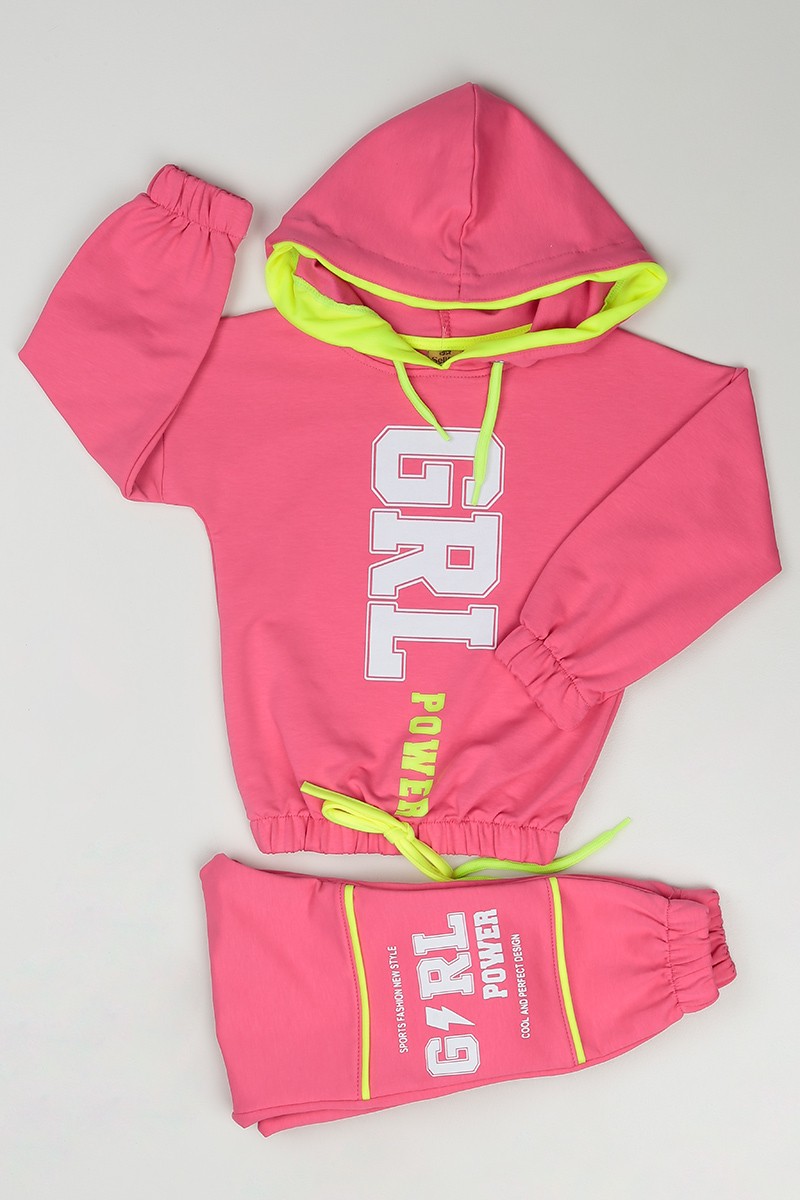 Pembe (5-9 Yaş) Girl Baskılı Bel Lastikli Kız Çocuk Takım 83837