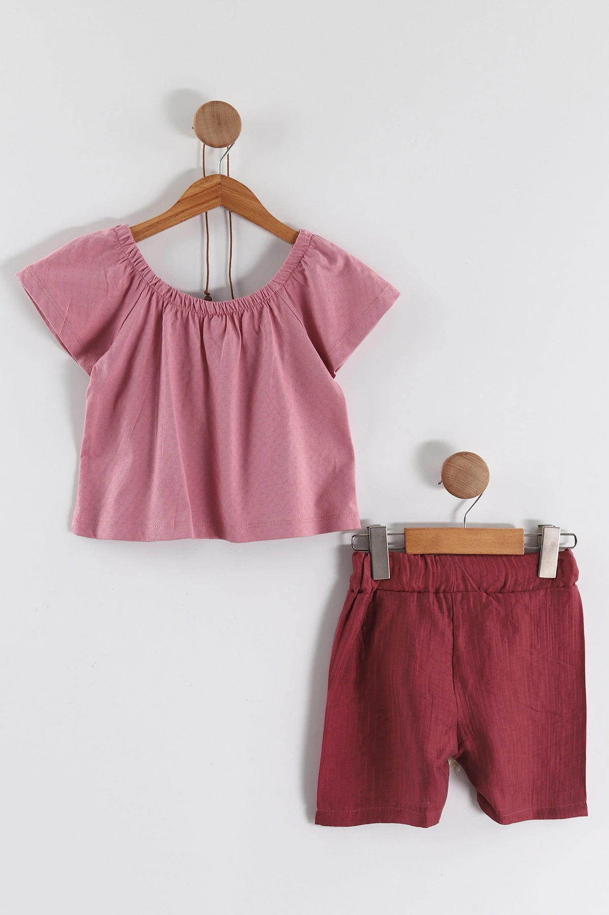 Pembe (6-10 Yaş) Şort ve Kolyeli Kız Çocuk Yazlık Takım 467172