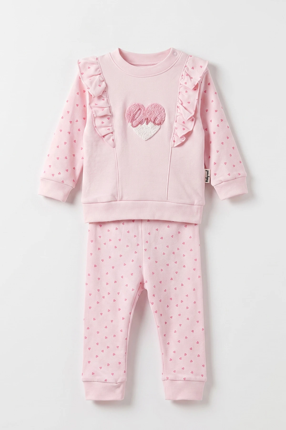 Pembe (6-12 Ay)Kalpli Süzene Nakışlı Fırfırlı Kız Bebek Takım 476460