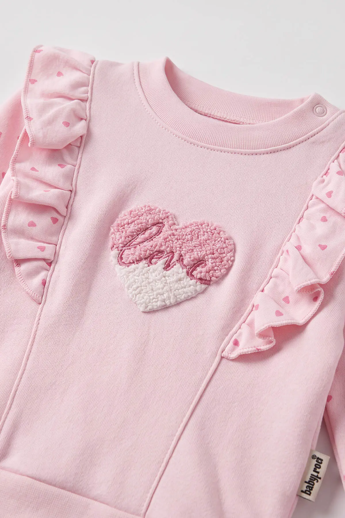 Pembe (6-12 Ay)Kalpli Süzene Nakışlı Fırfırlı Kız Bebek Takım 476460