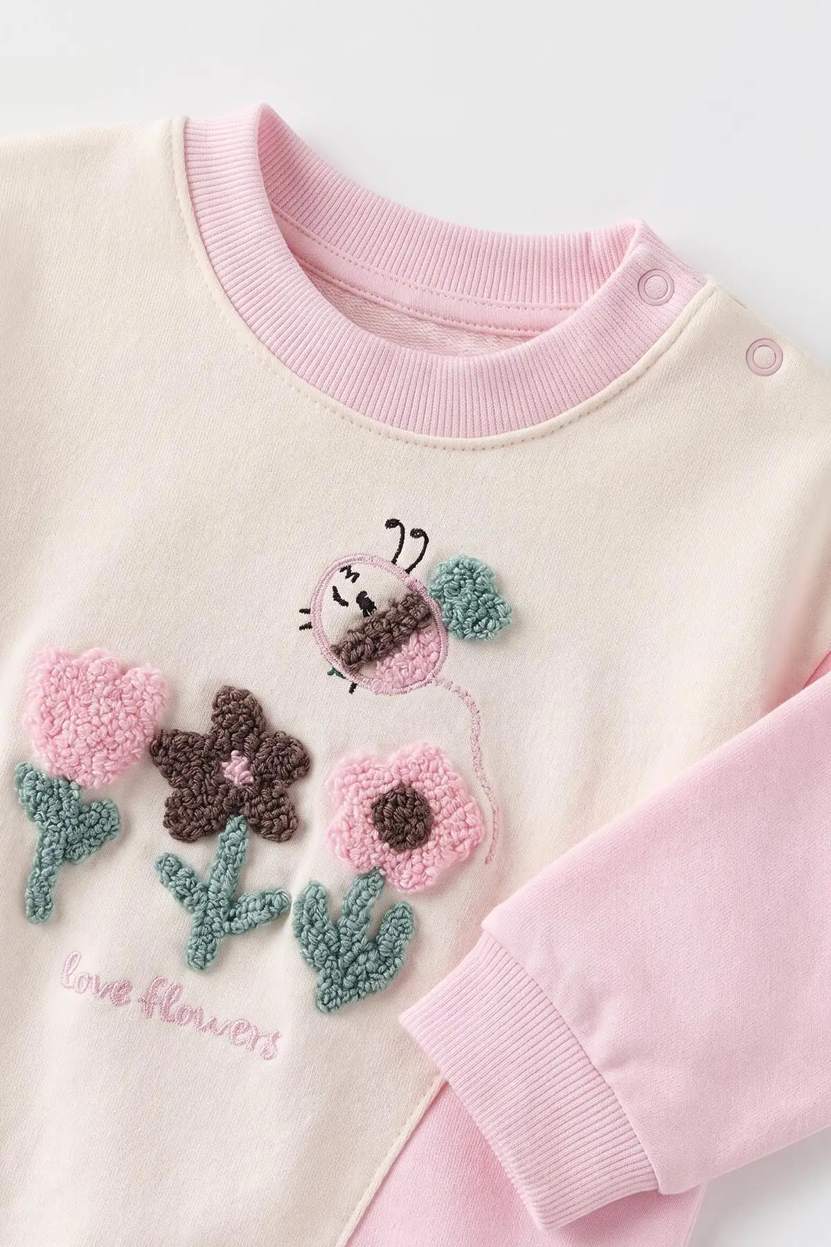 Pembe (6-12 Ay)Süzene Çiçek Nakışlı Kız Bebek Takım 476653