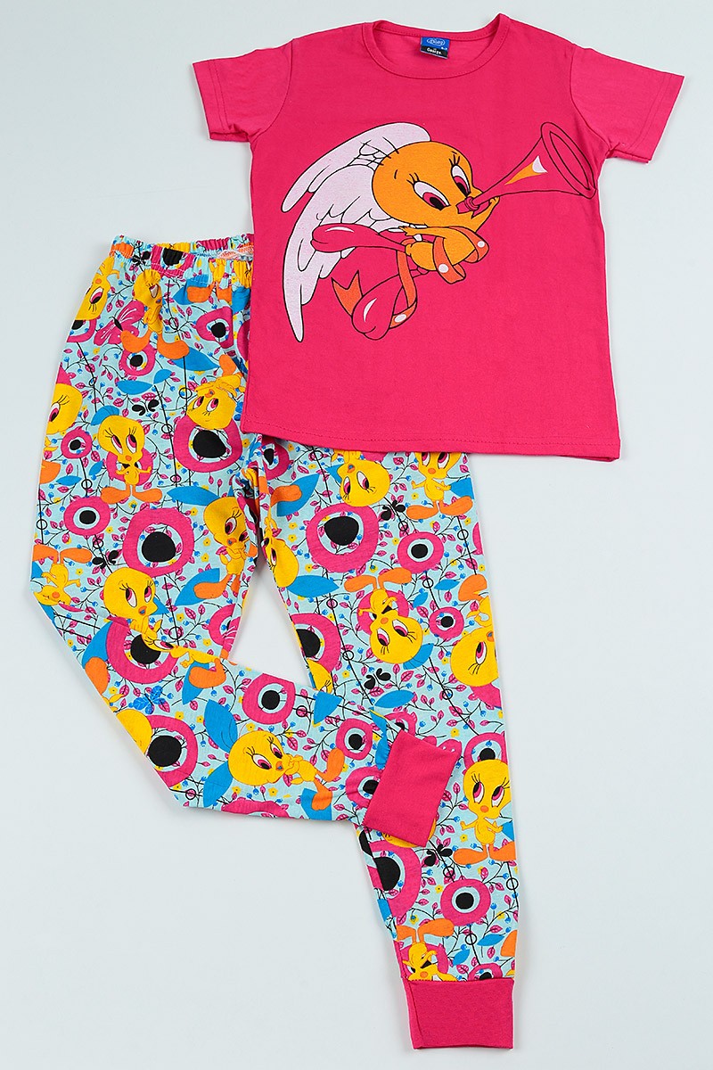 Pembe (6-13 Yaş) Baskılı Kız Çocuk Pijama Takımı 103161
