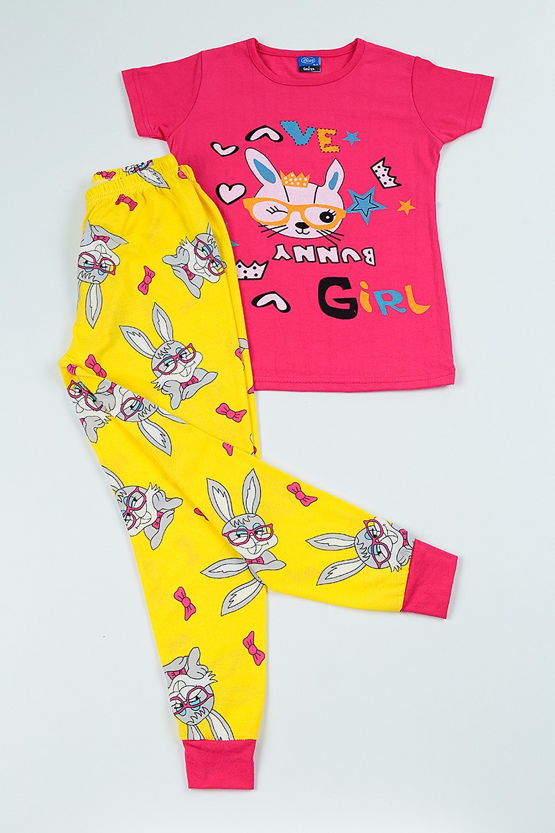 Pembe (6-13 yaş)Baskılı Kız Çocuk Pijama Takımı 103167