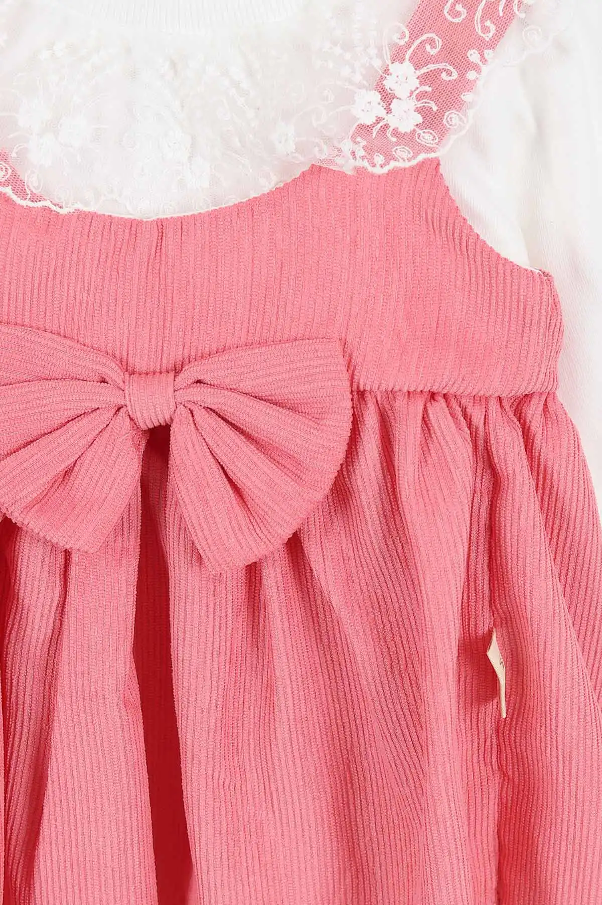 Pembe (6-18 Ay) Fiyonklu Arka Kanat Detaylı Kadife Kız Bebek Elbise 308871