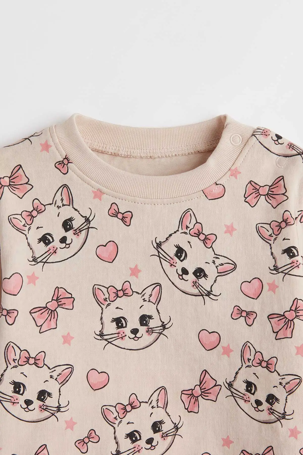 Pembe (6-18 Ay) Kedi Baskılı İkili Kız Bebek Penye Takım 474951