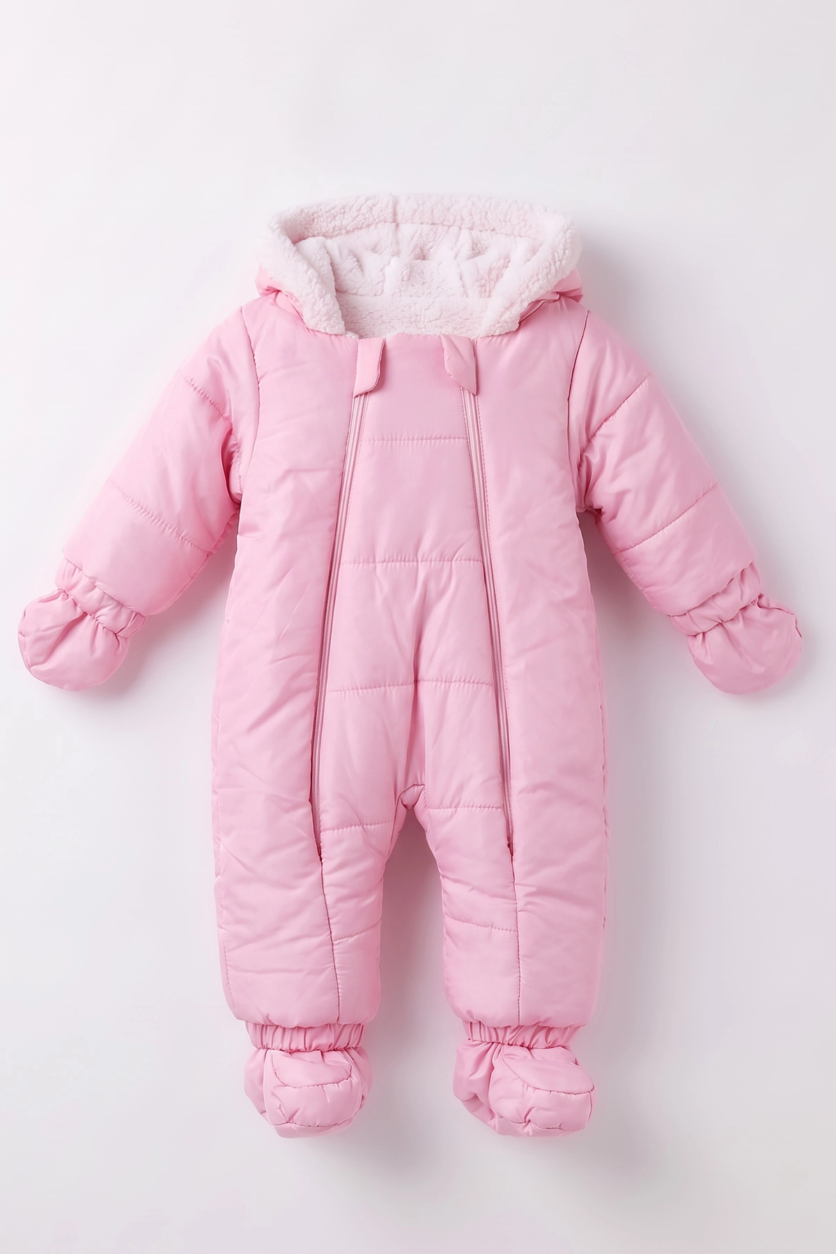 Pembe (6-18 Ay)İçi Kürklü Çıkarılabilir Patik ve Eldivenli Kapüşonlu Bebek Kozmonot Astronot Tulum 490044