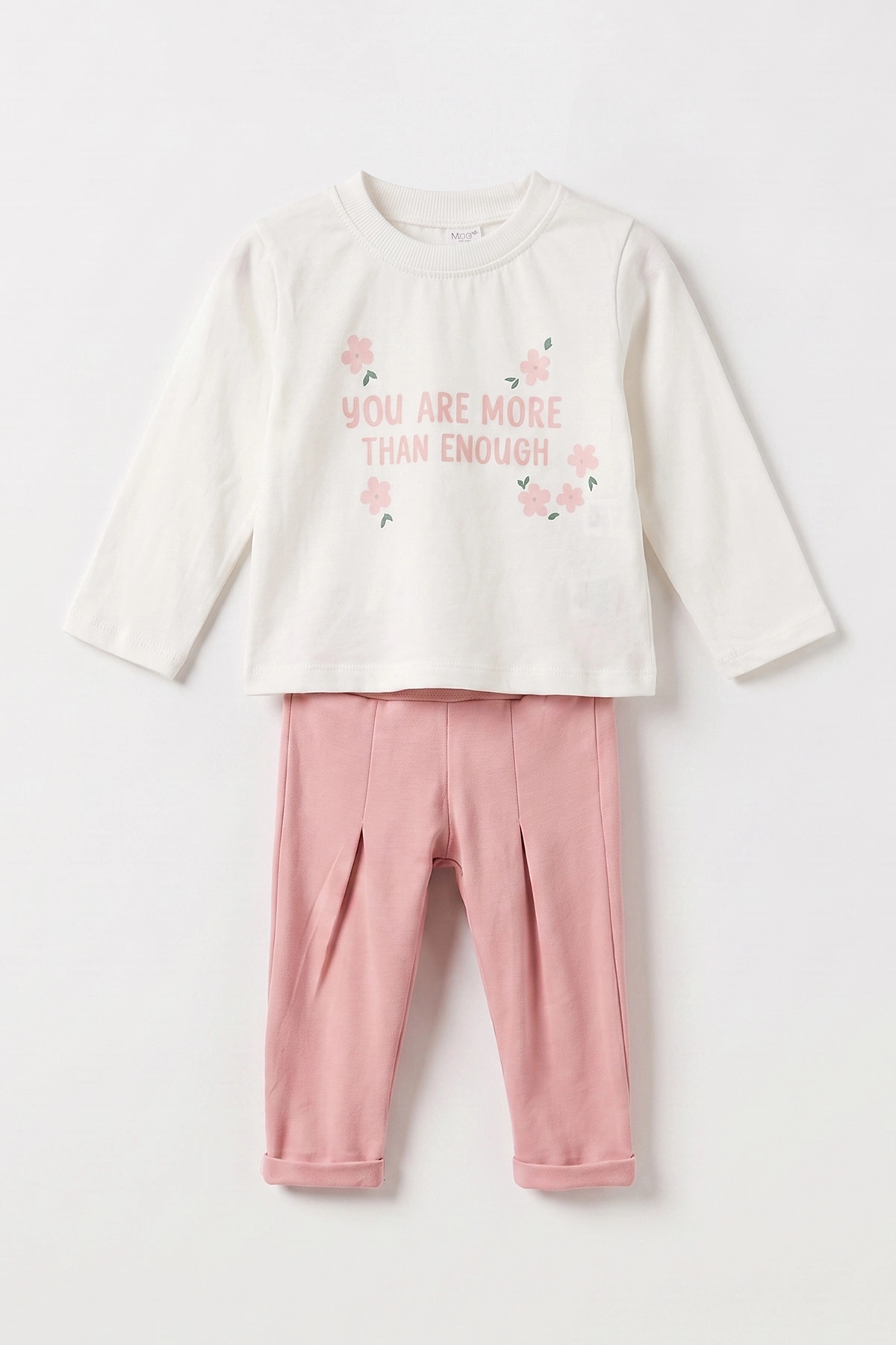 Pembe (6-24 Ay) Badili Çiçek Baskılı Kolları  Fırfırlı   Montlu Kız Bebek 3'lü Takım 471653