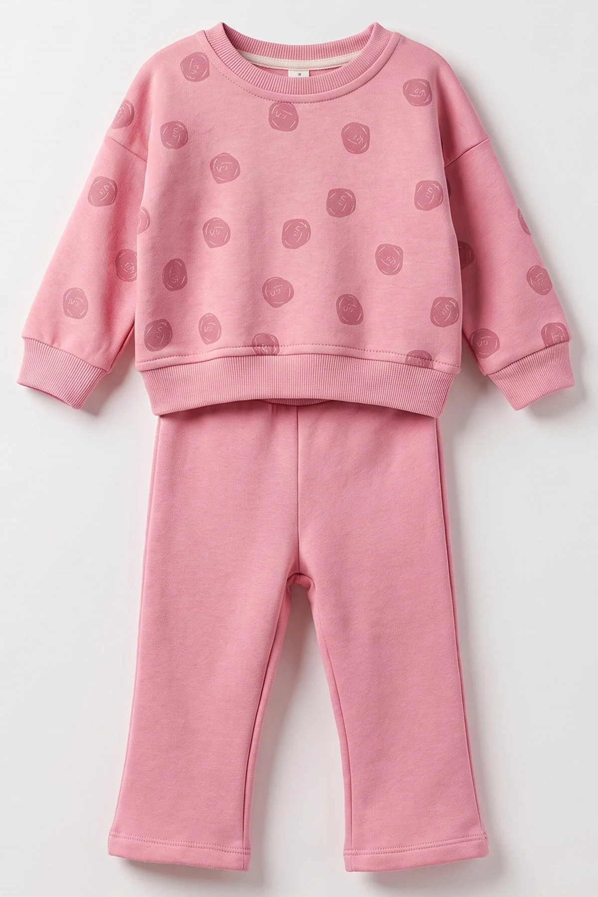 Pembe (6-24 Ay) Baskılı 3 İp Şardonlu Kız Bebek Kışlık Takım 484816