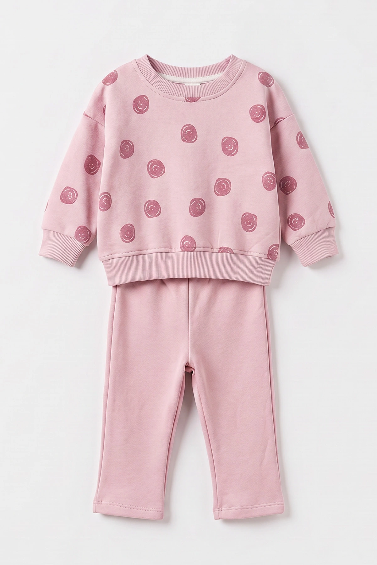 Pembe (6-24 Ay) Baskılı 3 İp Şardonlu Kız Bebek Kışlık Takım 499463