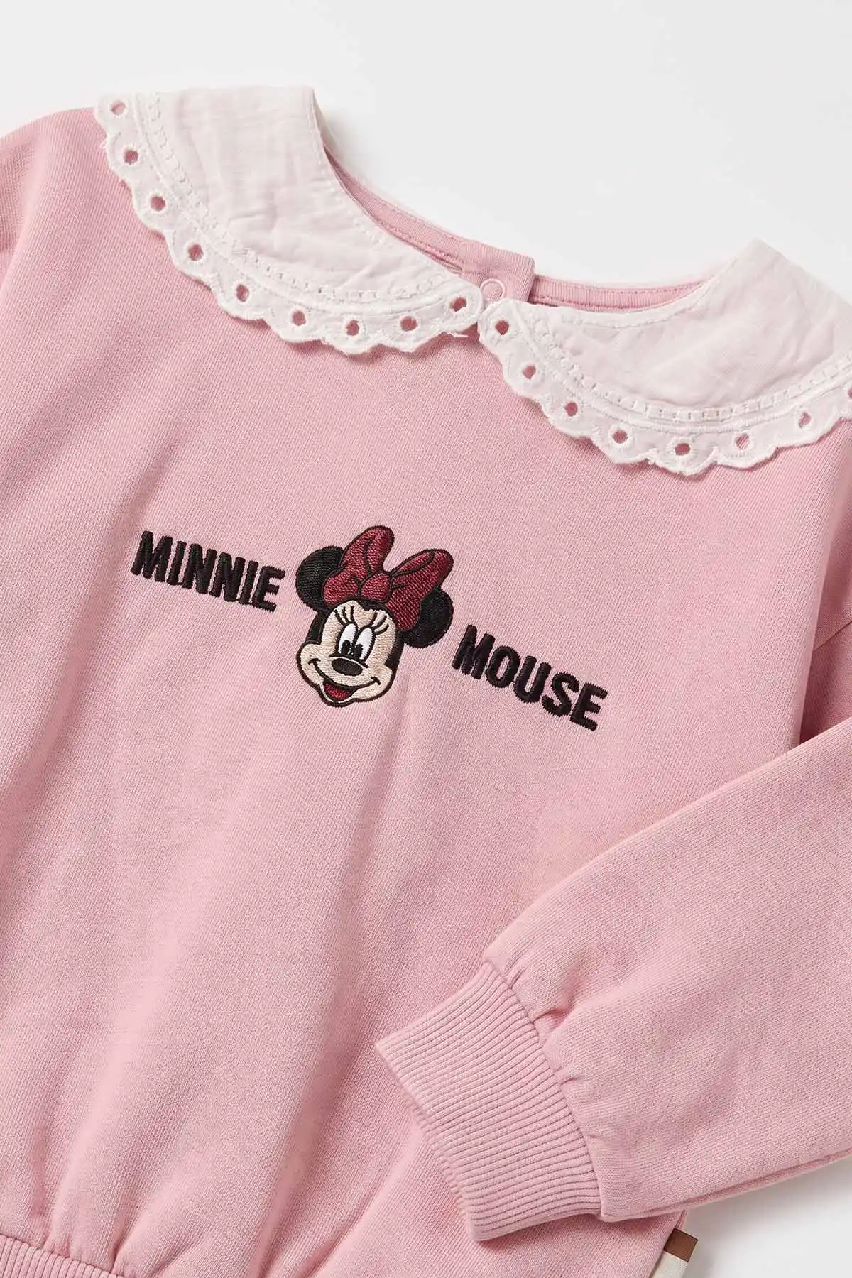 Pembe (6-24 Ay) Brode Yaka Karakter Nakışlı Fitilli Taytlı Kız Bebek Takım 488568