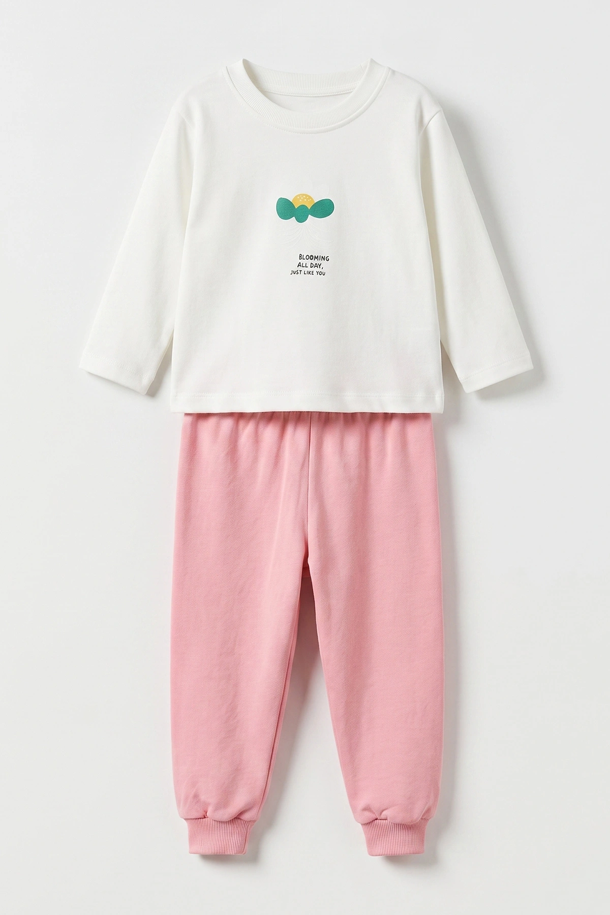 Pembe (6-24 Ay) Çiçek Baskılı  Hırkalı   Kapüşonlu Kız Bebek 3'lü Mevsimlik Takım 475668