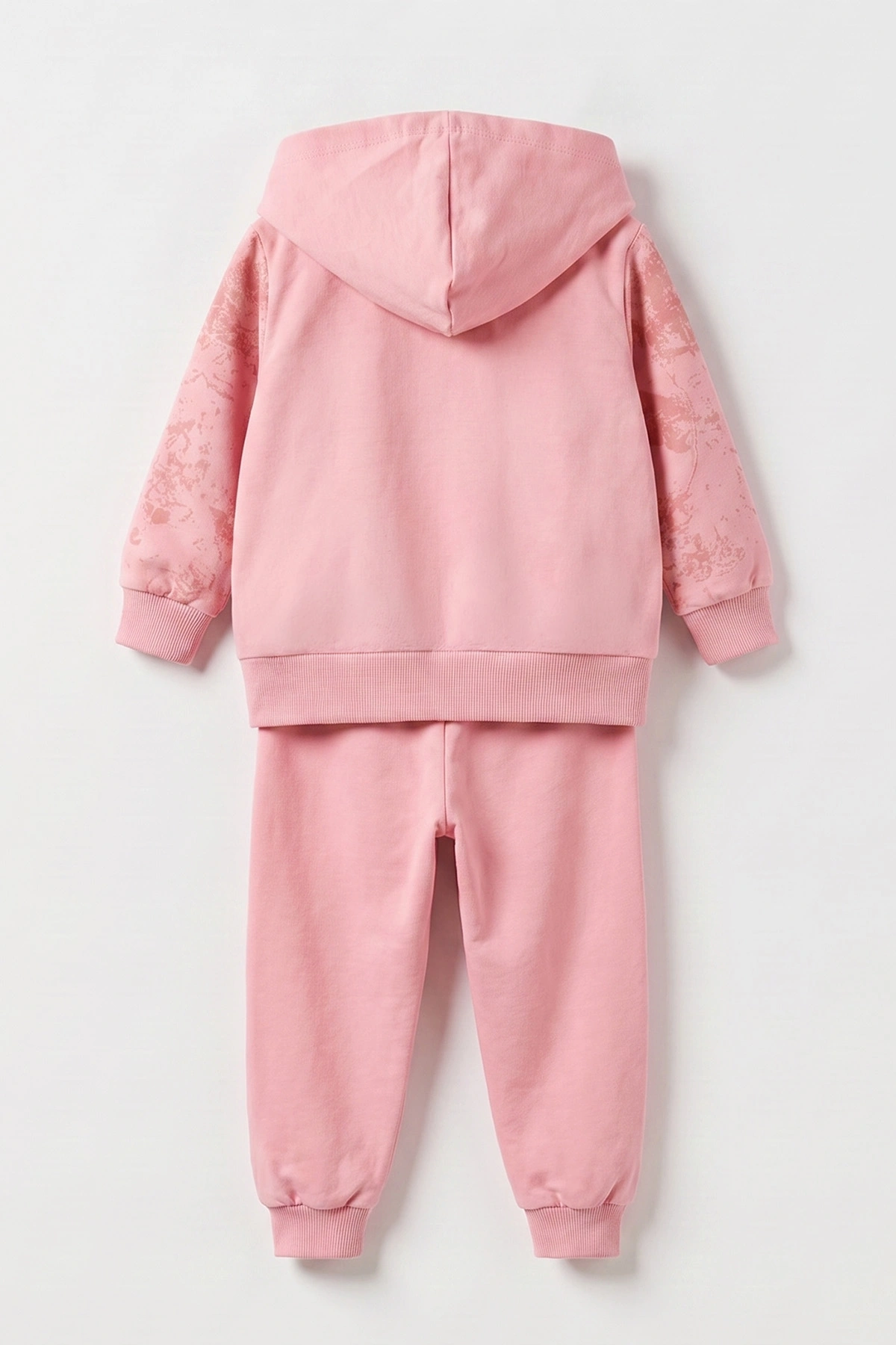 Pembe (6-24 Ay) Çiçek Baskılı  Hırkalı   Kapüşonlu Kız Bebek 3'lü Mevsimlik Takım 475668