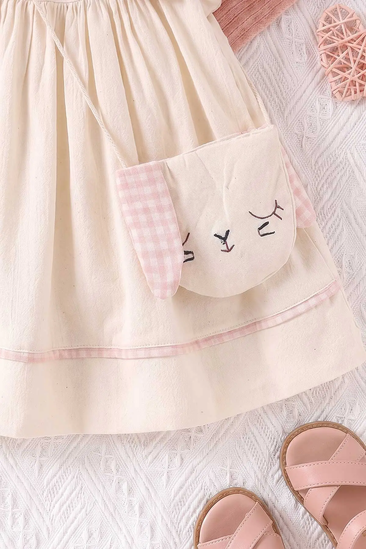 Pembe (6-24 Ay) Ekose Yakalı Çantalı Kız Bebek Elbise 470845