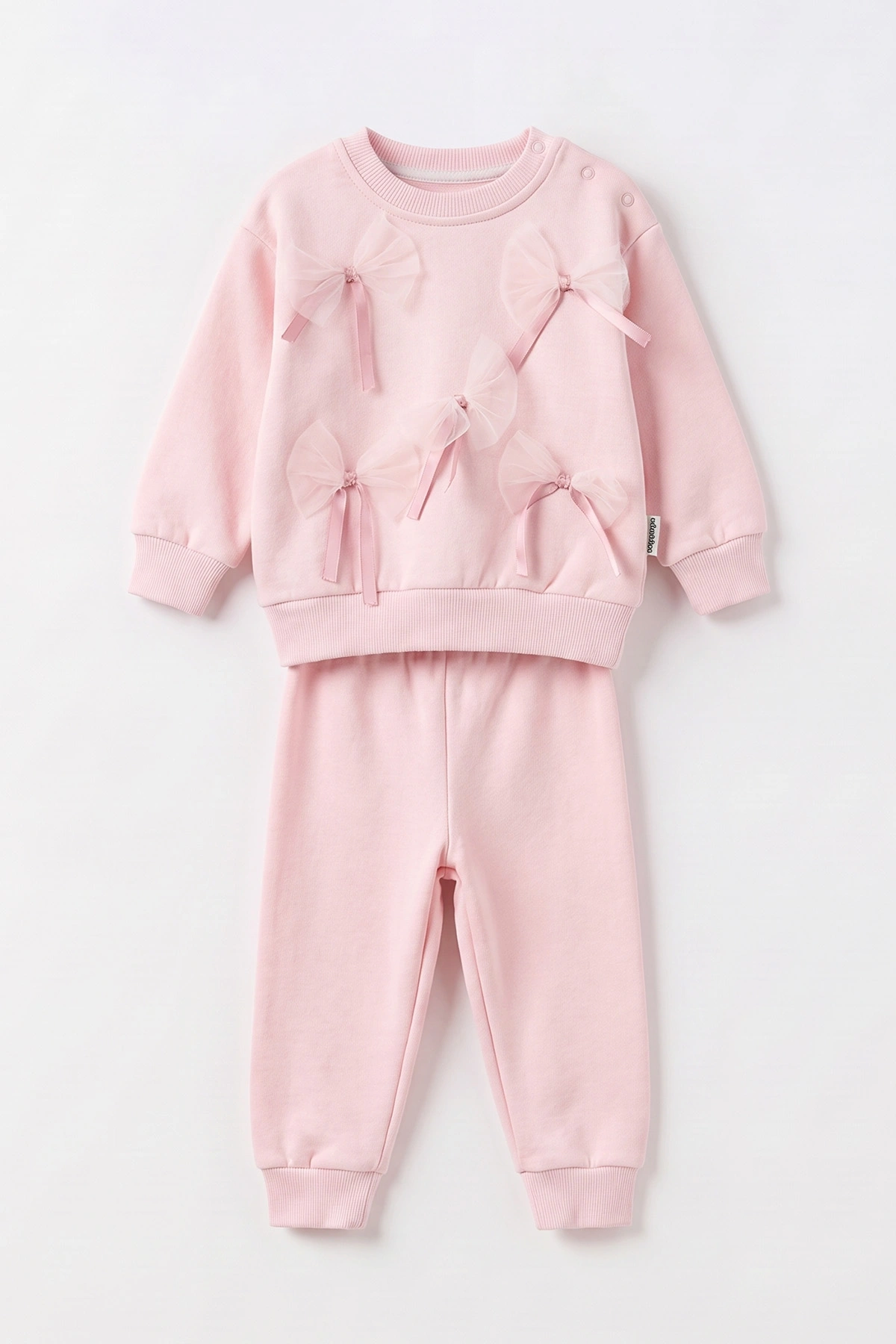 Pembe (6-24 Ay) Fiyonk Kurdela Detaylı 3 İp Şardonlu Kız Bebek Kışlık Takım 499775