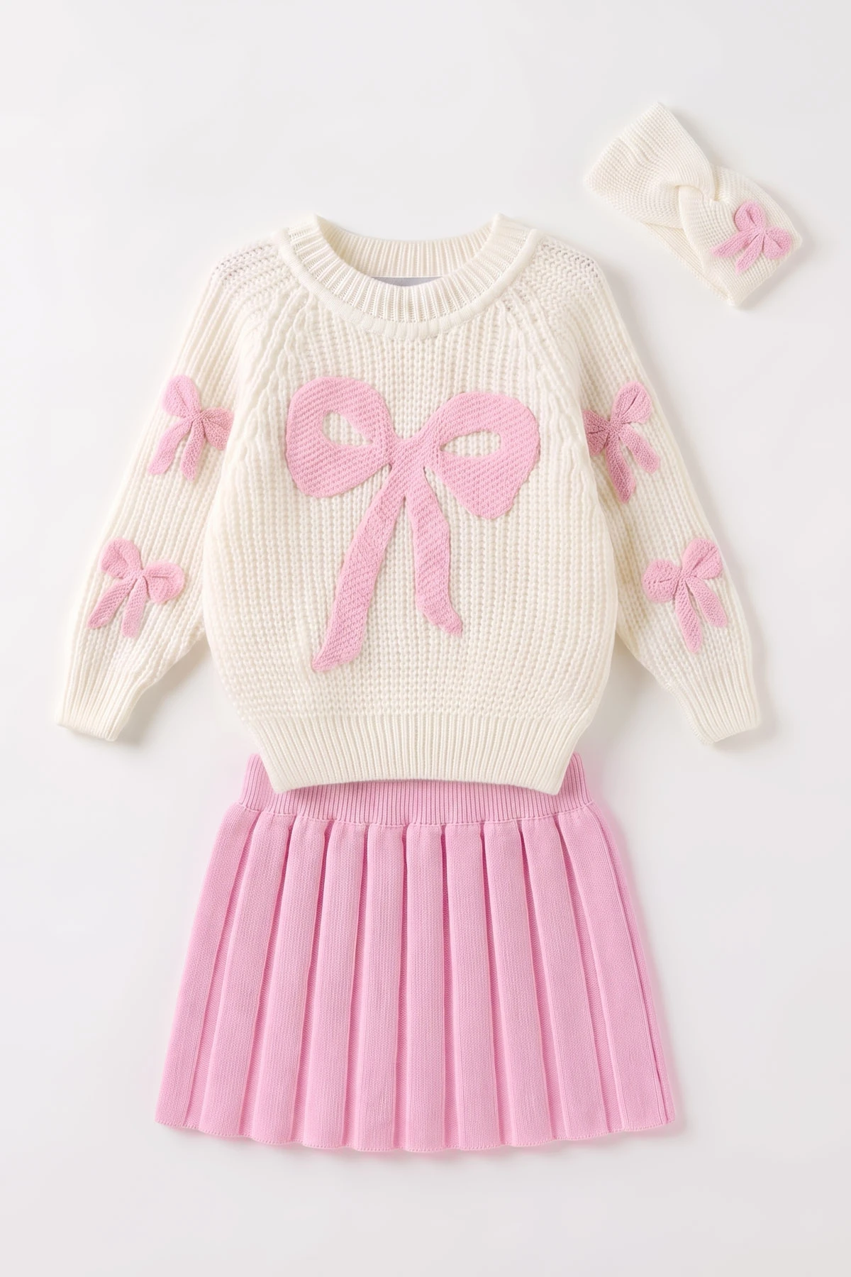 Pembe (6-24 Ay) Fiyonk Nakışlı Bandanalı Şortlu Kız Bebek Takım 474159