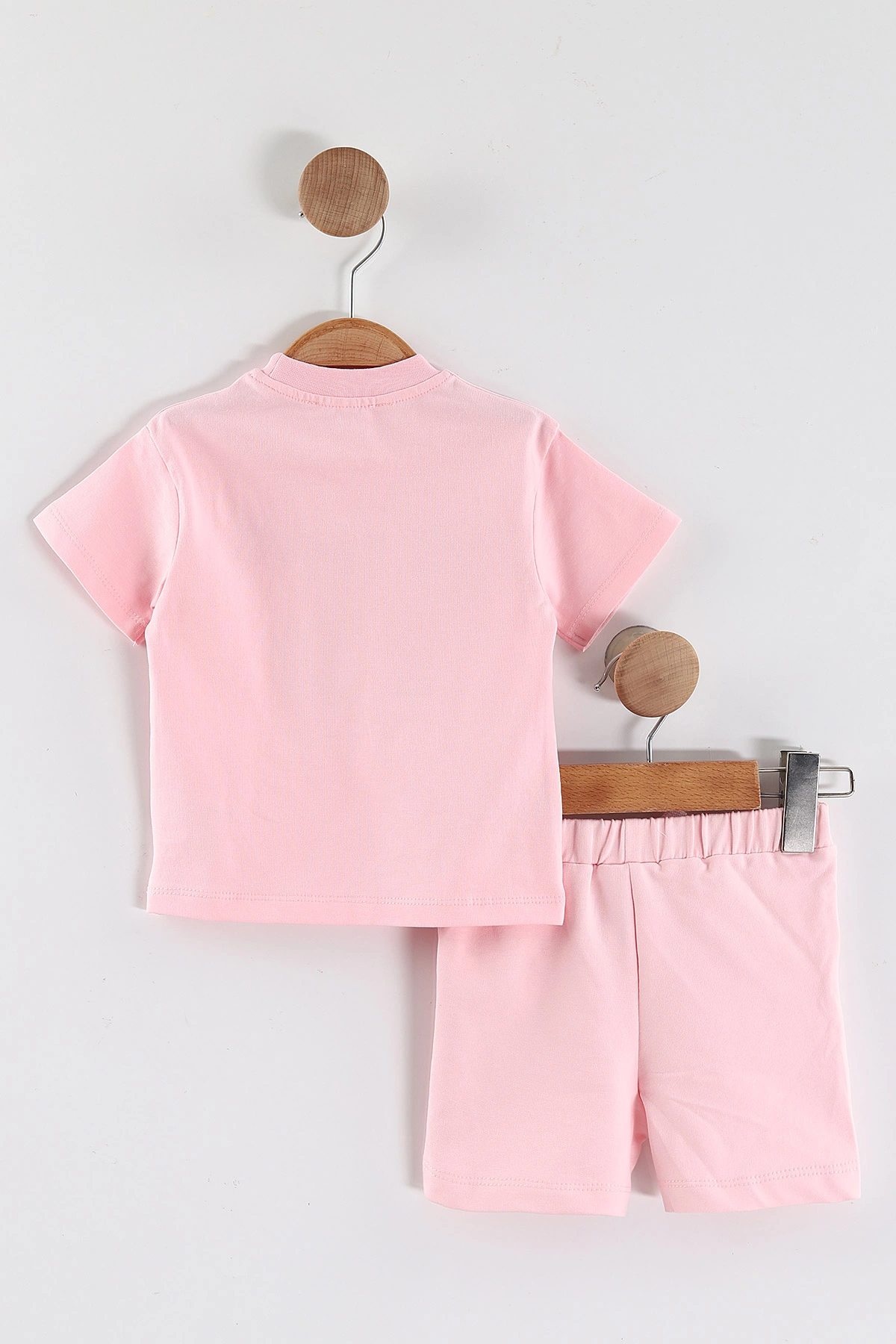 Pembe (6-24 Ay)    Kalp Kabartma Baskılı Tişörtlü  Şortlu Kız Bebek Yazlık Takım 440310