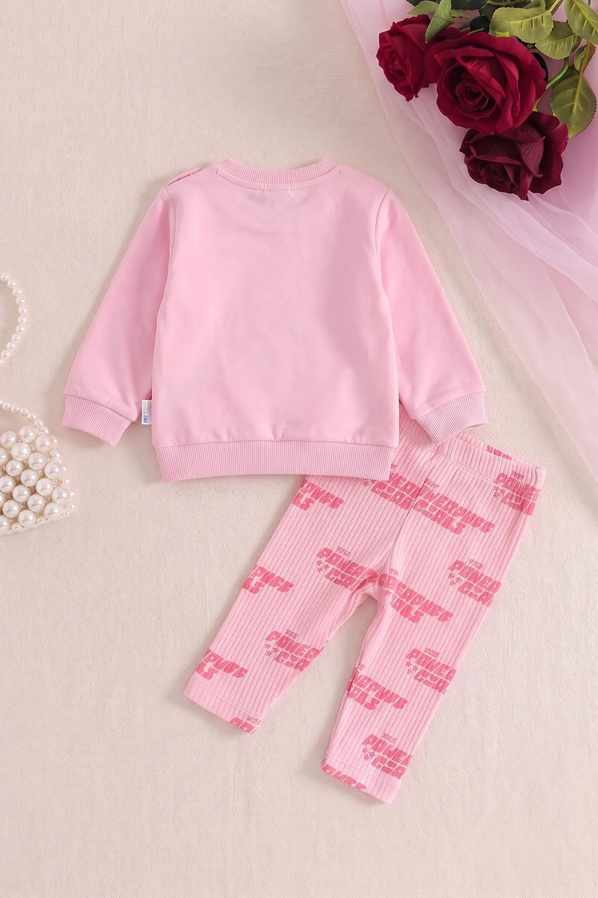 Pembe (6-24 Ay) Karakter Baskılı Fitilli Taytlı 2'li Kız Bebek Takım 472680