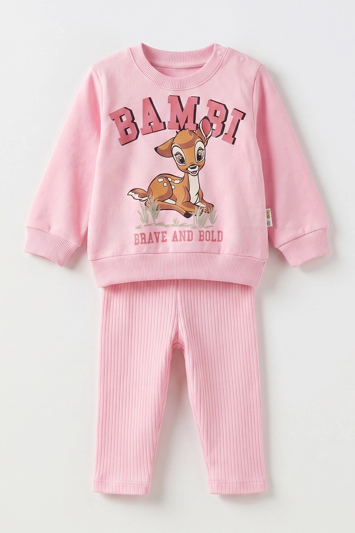 Pembe (6-24 Ay) Karakter Baskılı Taytlı Kız Bebek Takım 472646