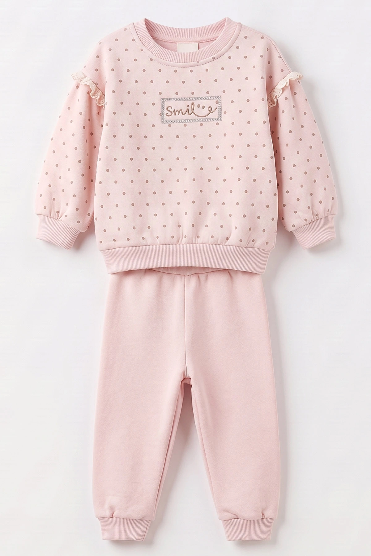 Pembe (6-24 Ay) Kolları Fistolu İçi Şardonlu Kız Bebek Takım 493499