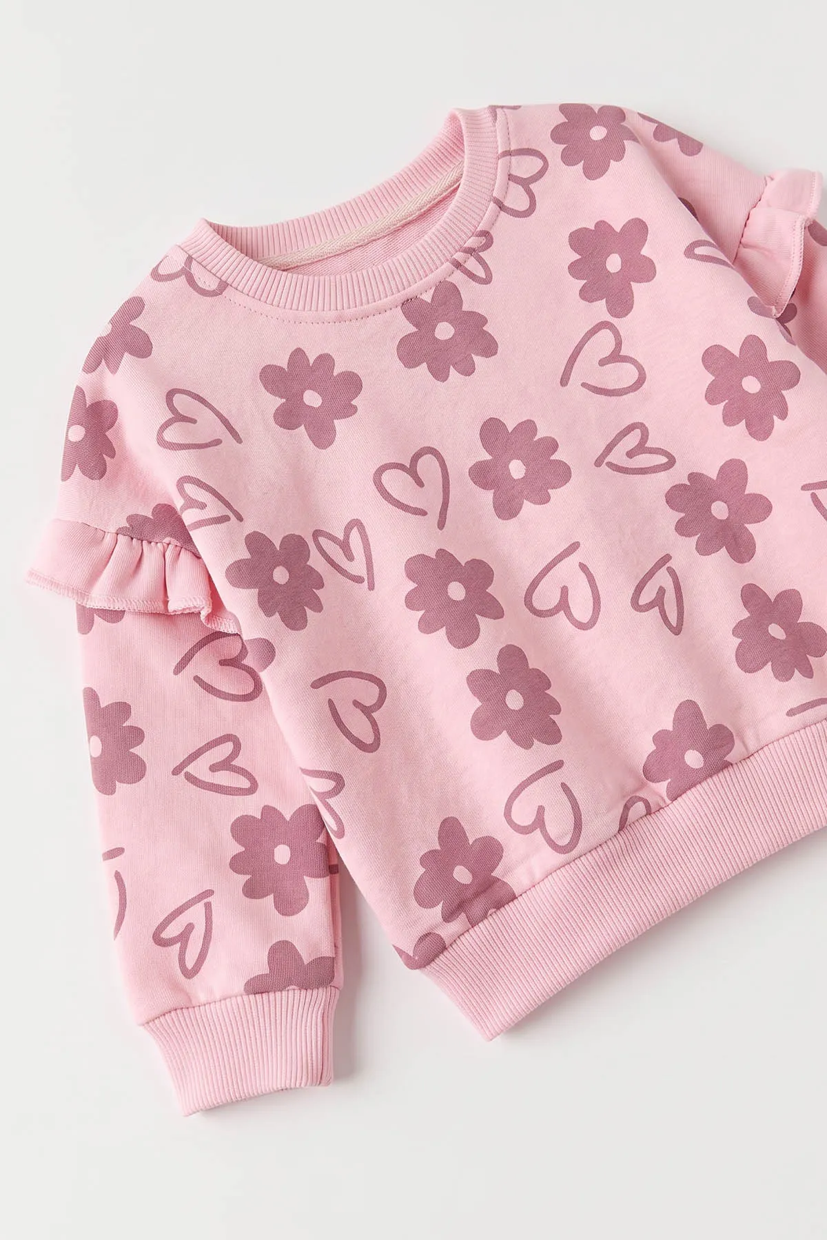 Pembe (6-24 Ay) Lila Kalp Baskılı 3 İp  Şardonlu  Kız Bebek Kışlık Takım 493658