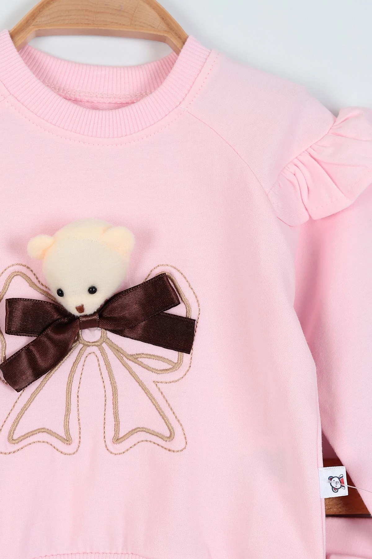 Pembe (6-24 Ay) Nakışlı Fırfırlı Kız Bebe Takım 226786