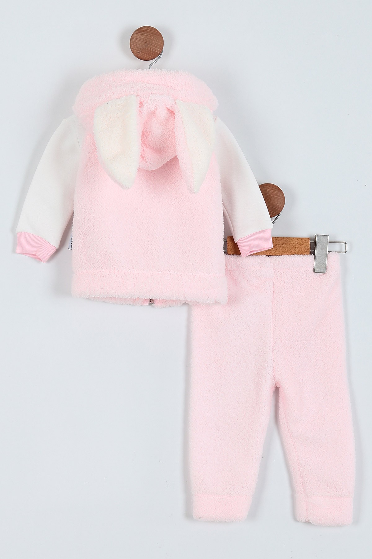 Pembe (6-24 Ay) Nakışlı Hırkalı Welsoft Üçlü Kız Bebe Takım 225284