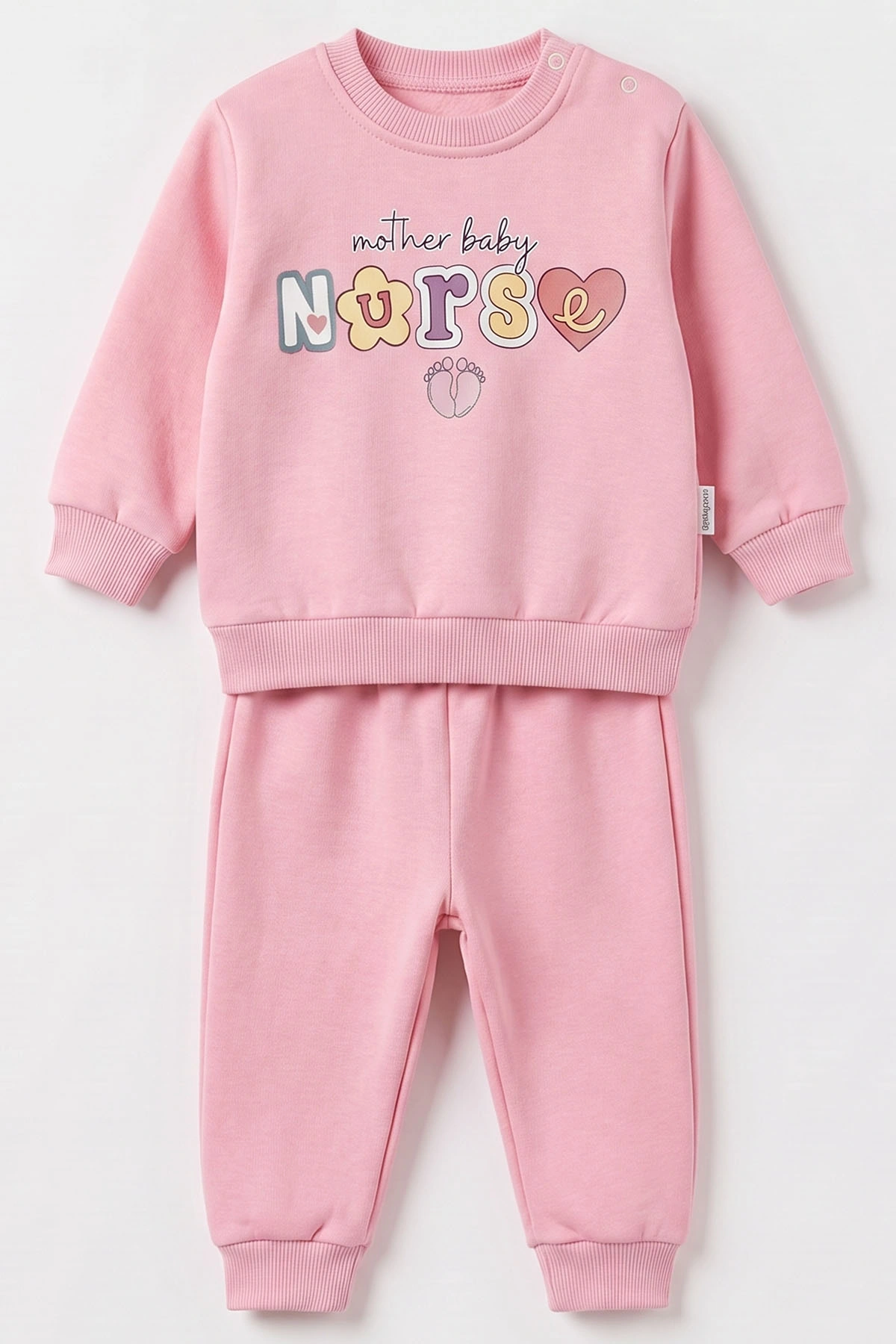 Pembe (6-24 Ay) Nurse Baskılı  3 İp Şardonlu Kız Bebek Kışlık Takım 495561