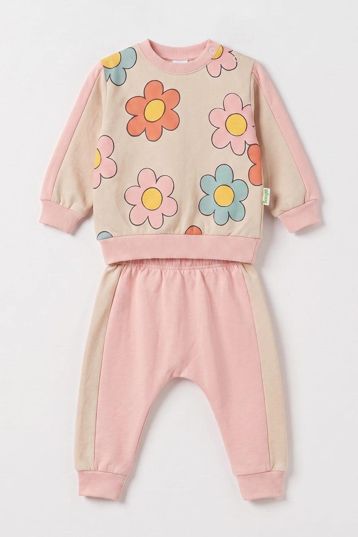 Pembe (6-24 Ay ) Papatya Baskılı İki İp Kız Bebek Takım 479084